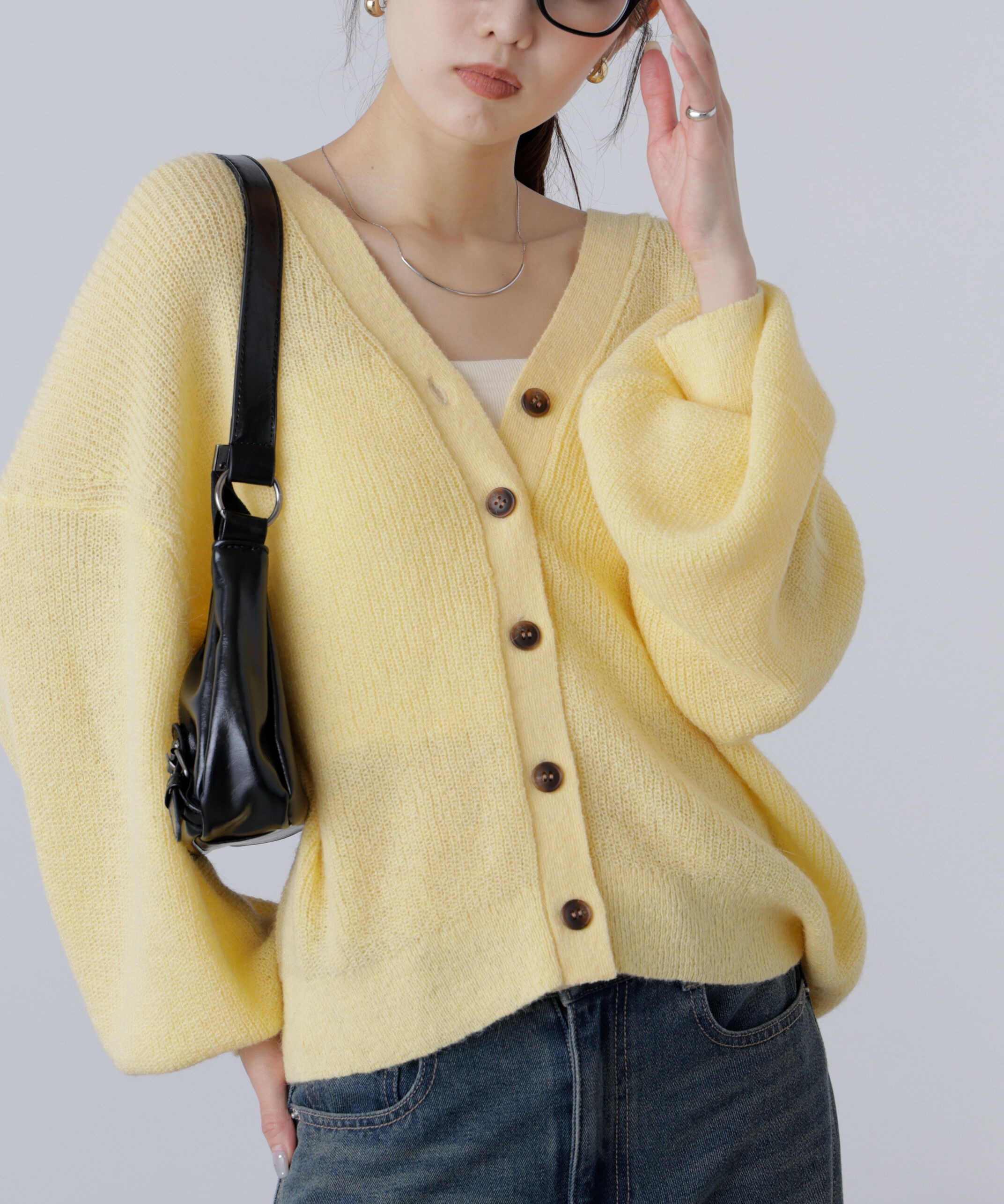  「5GモヘヤタッチVネックカーディガン」|ニット・セーター|