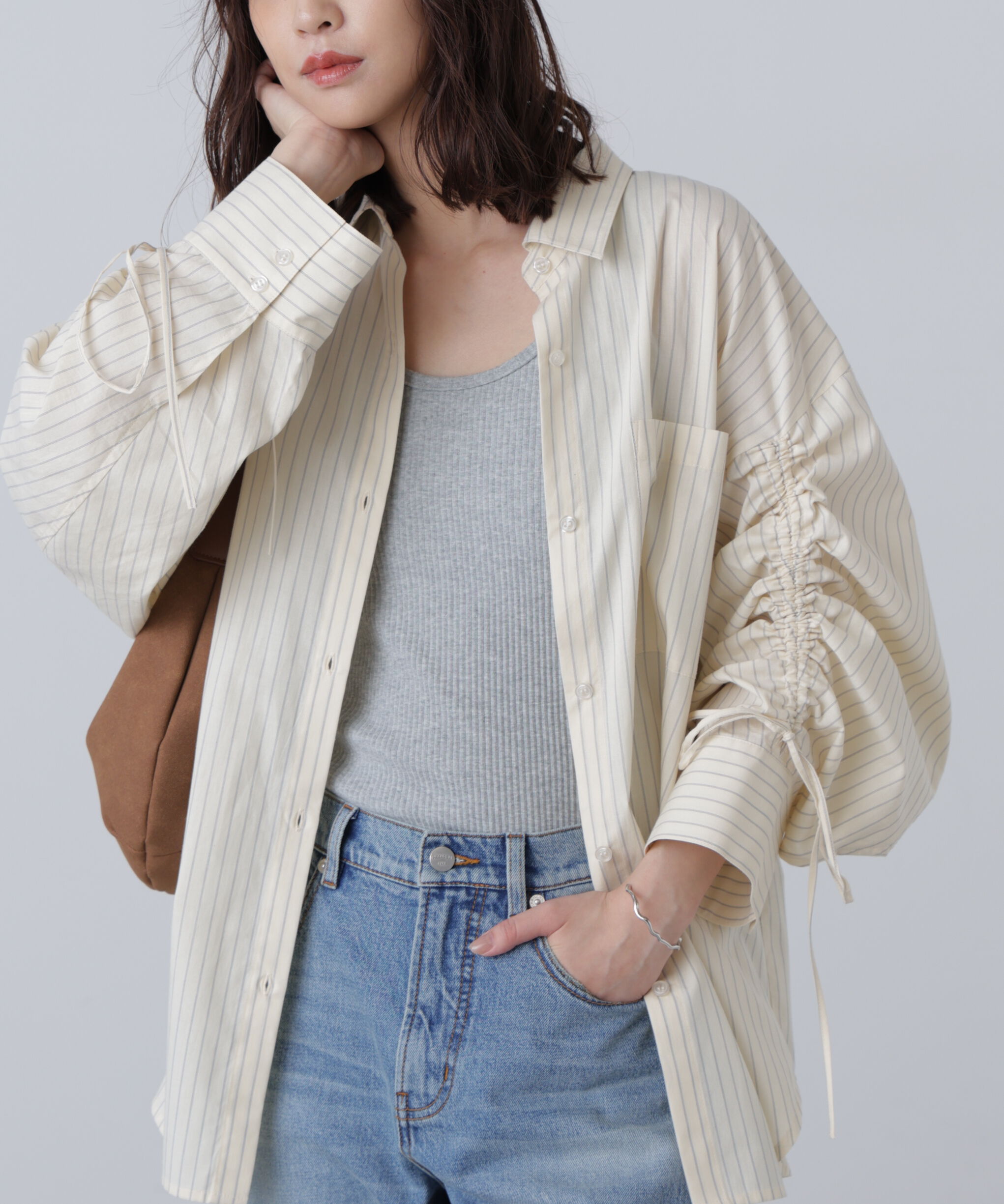  「袖シャーリングオーバーシャツ」|シャツ・ブラウス|ホワイトスト 1