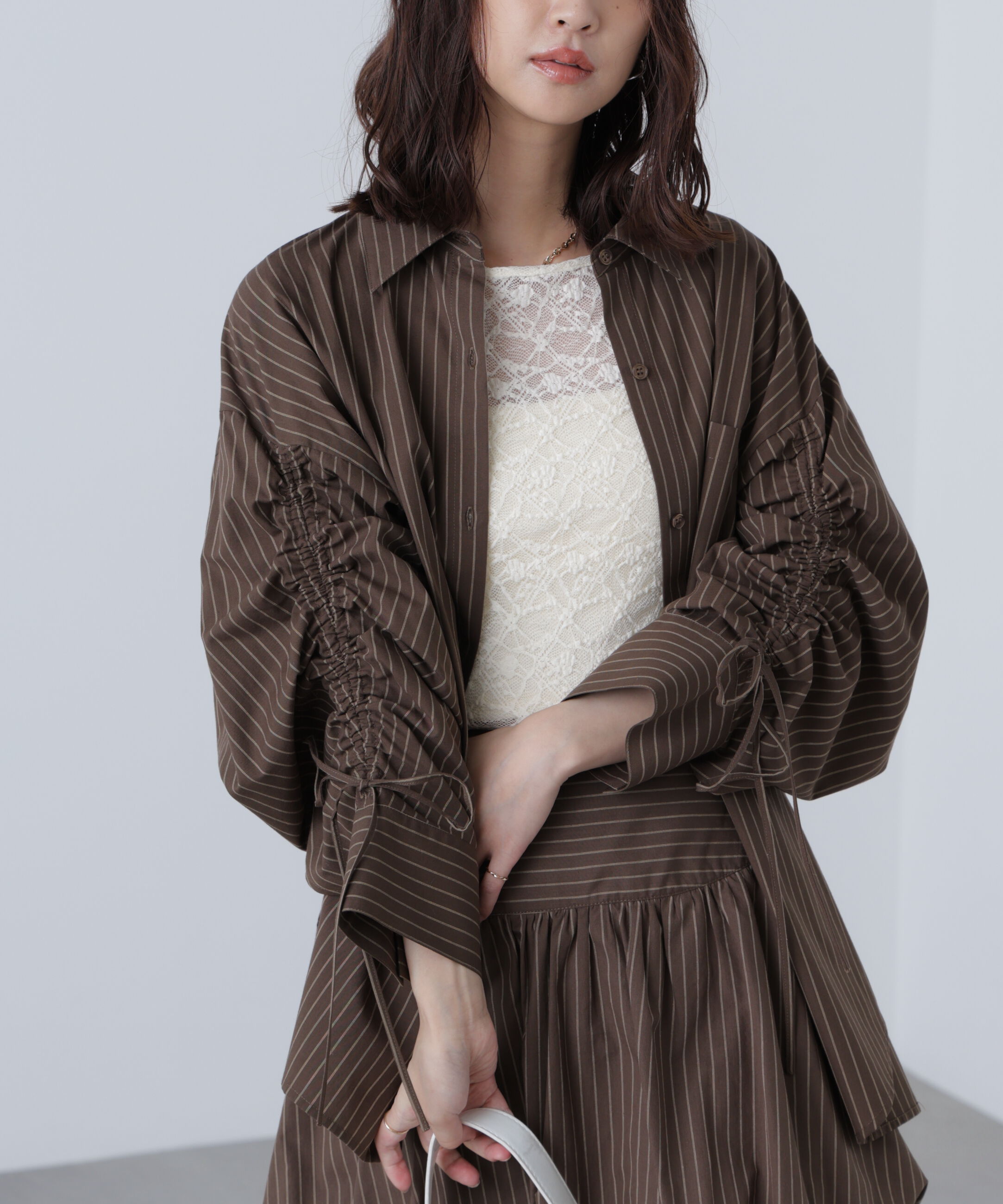  「袖シャーリングオーバーシャツ」|シャツ・ブラウス|