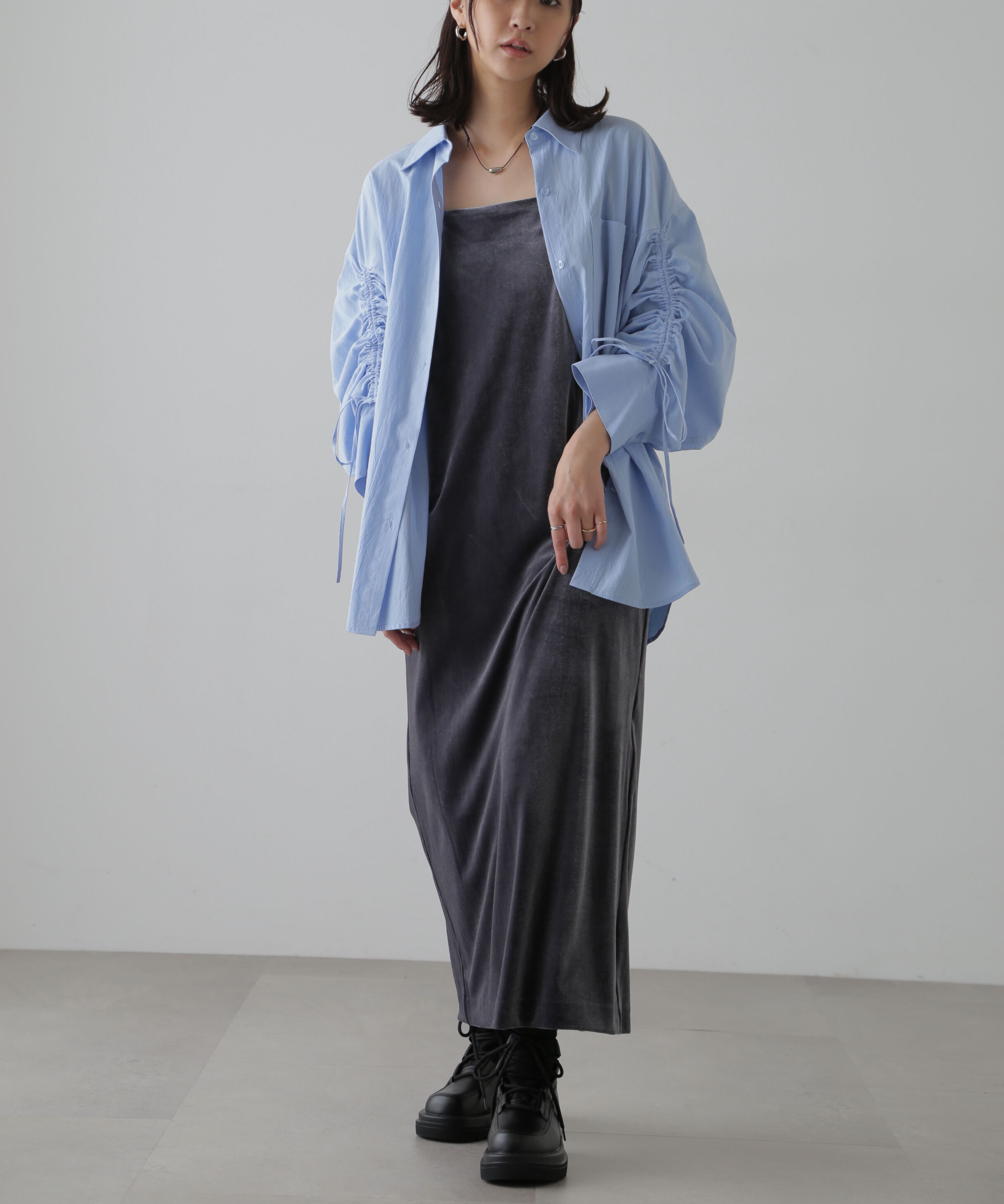  「袖シャーリングオーバーシャツ」|シャツ・ブラウス|