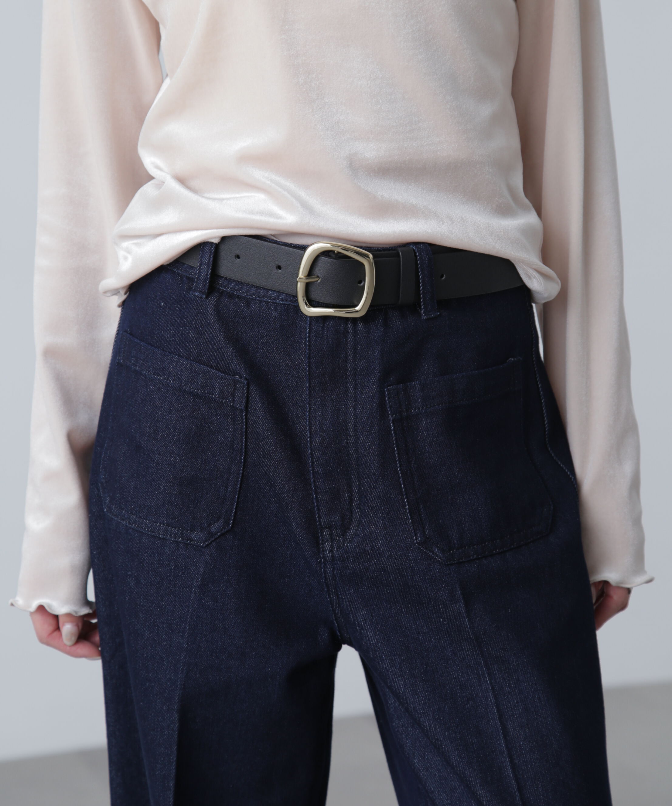  「ワイドバックルベルト」|ハンカチ|ブラック