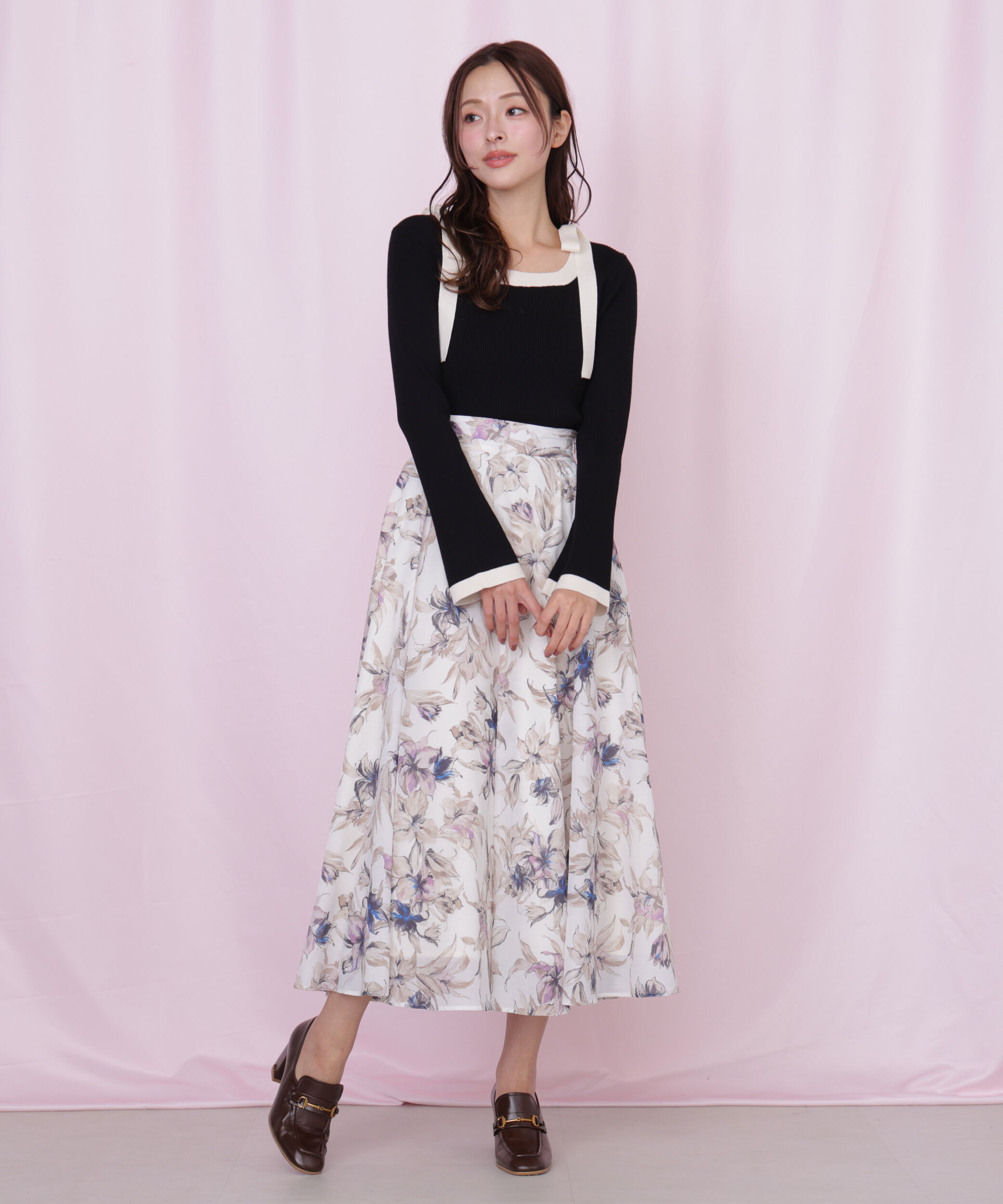  「シアーアートフラワープリントスカート」|スカート|