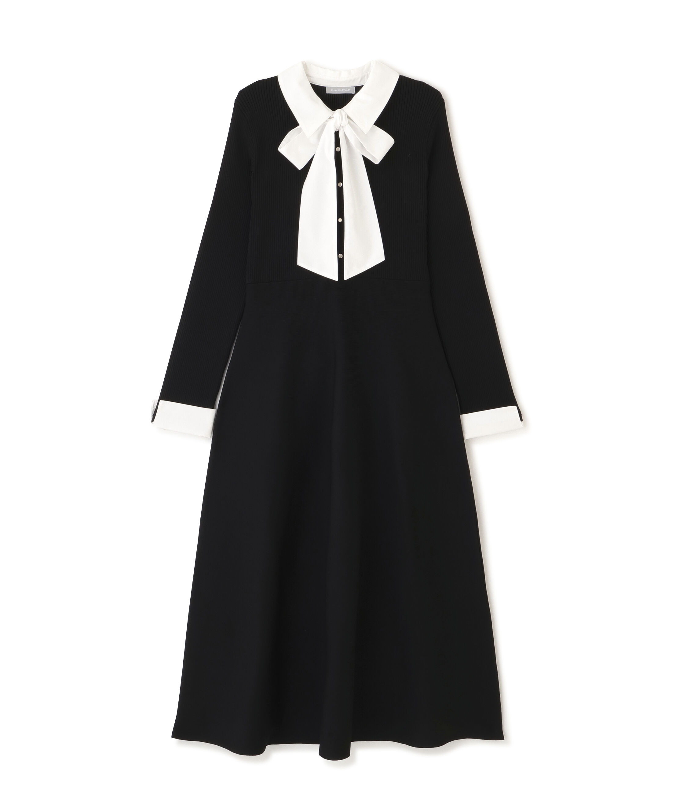  「シャツ襟ドッキングニットワンピース」|ワンピース|