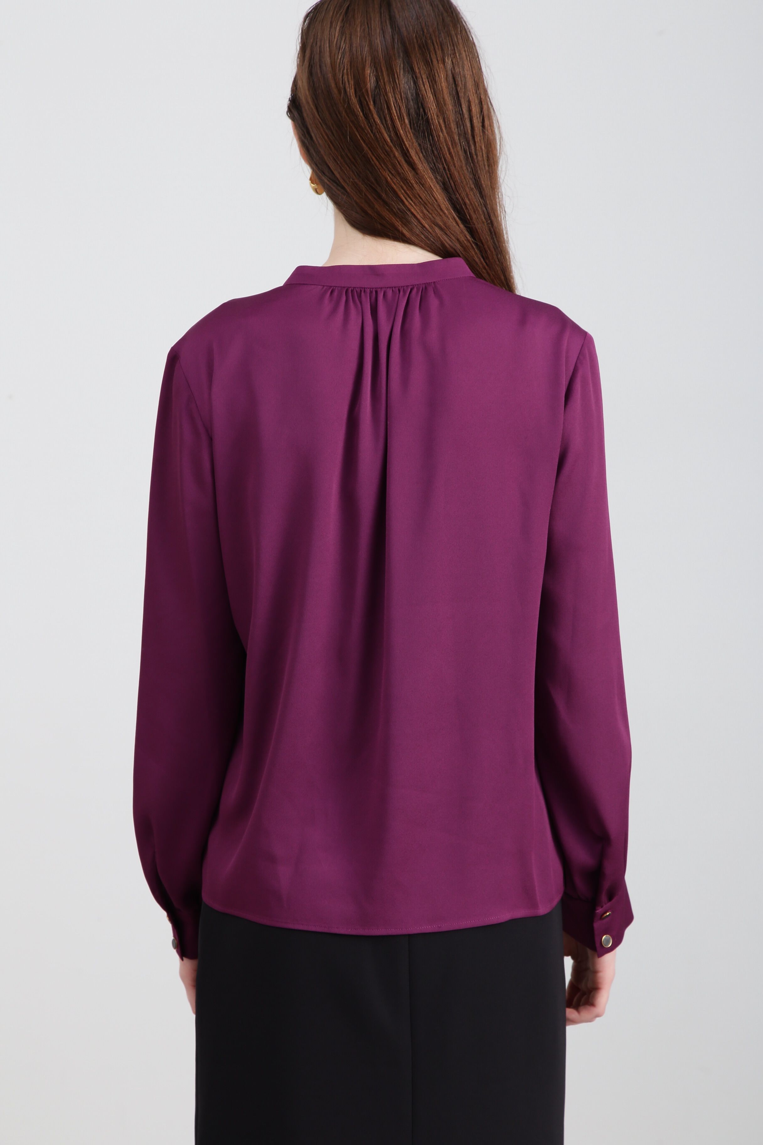  「◆Ｖネックボタンブラウス」|シャツ・ブラウス|