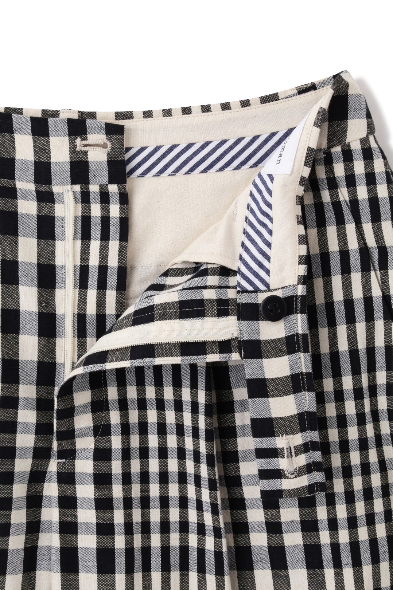  「◆綿麻チェックセミワイドパンツ」|その他|