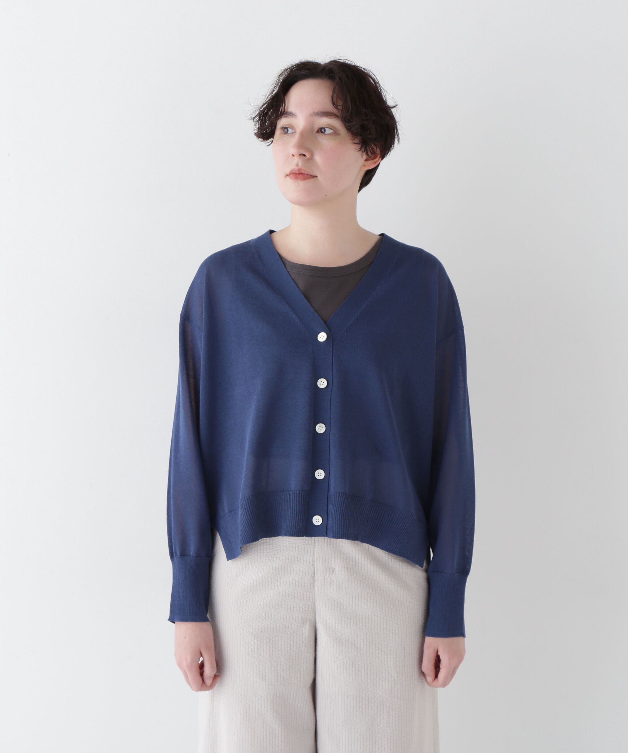 「◆【ウォッシャブル】シアーハイゲージ長袖カーディガン」|ニット・セーター|