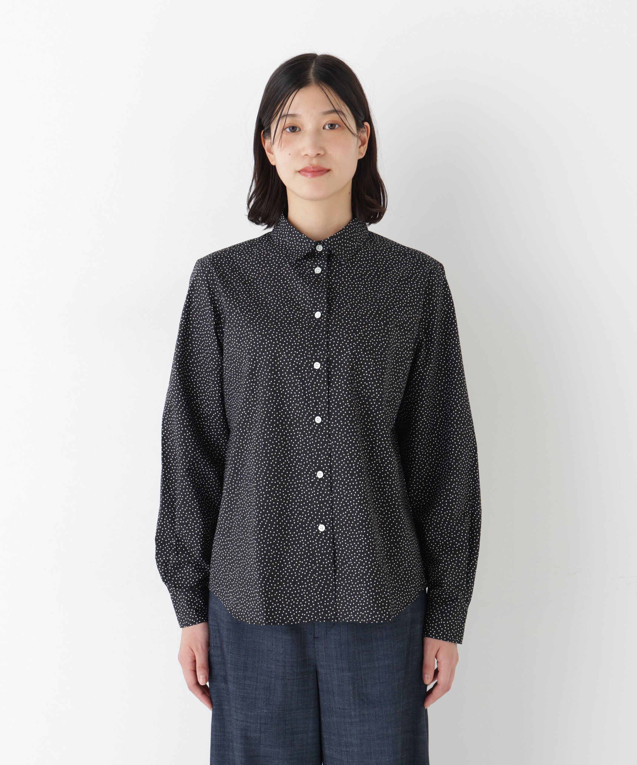  「◆ドット柄ベーシックシャツ」|シャツ・ブラウス|