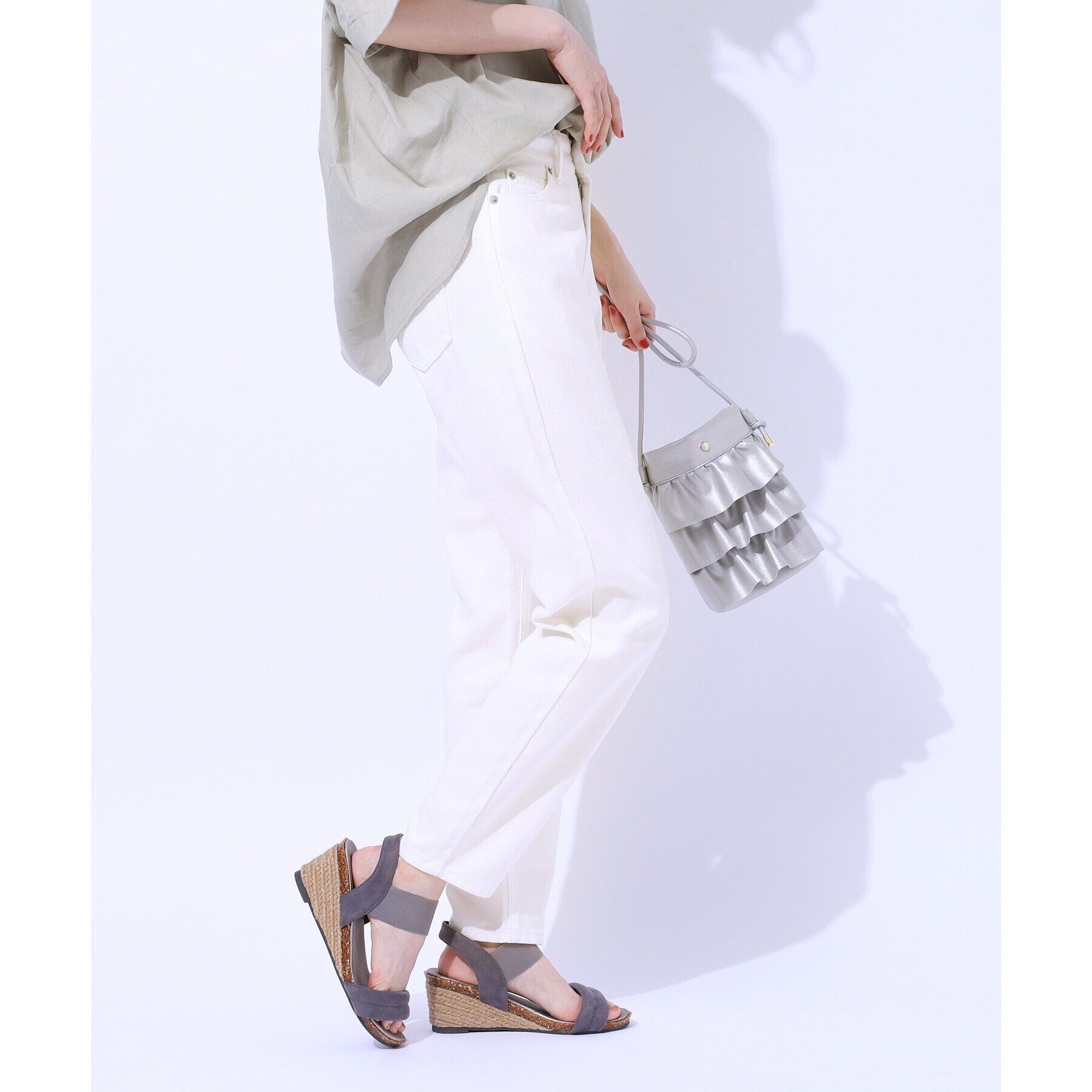 SHOO･LA･RUE「【SS-3L/美脚シルエット】いつでも頼れる デニムテーパードパンツ」|デニム|