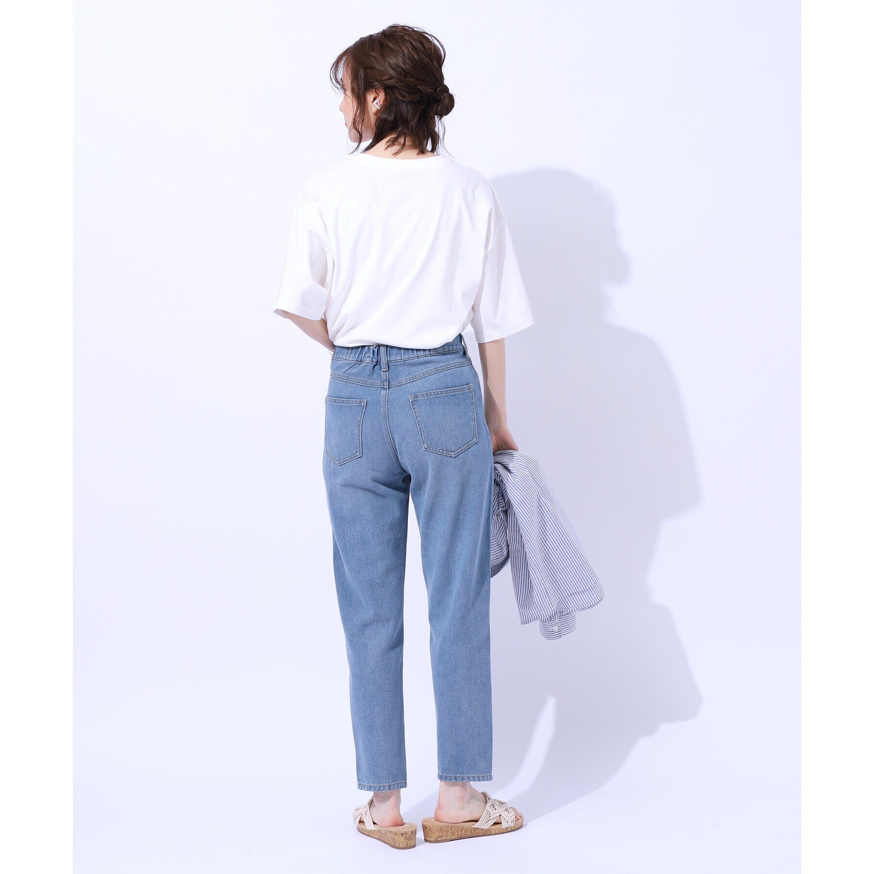 SHOO･LA･RUE「【SS-3L/美脚シルエット】いつでも頼れる デニムテーパードパンツ」|デニム|