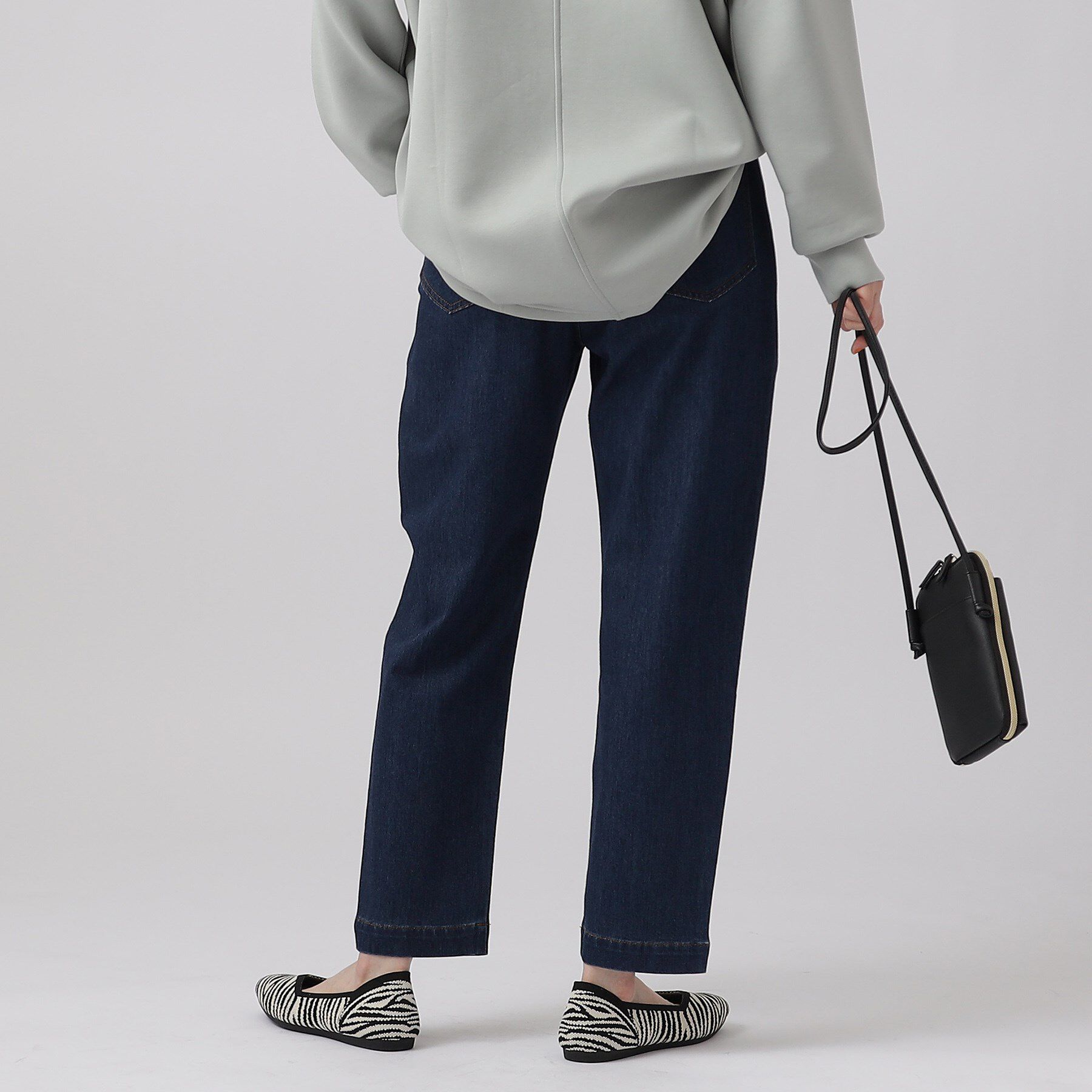 SHOO･LA･RUE「【SS-3L/洗える/美脚シルエット】ボトム選びが難しい方の救世主 デニムイージーテーパードパンツ」|デニム|