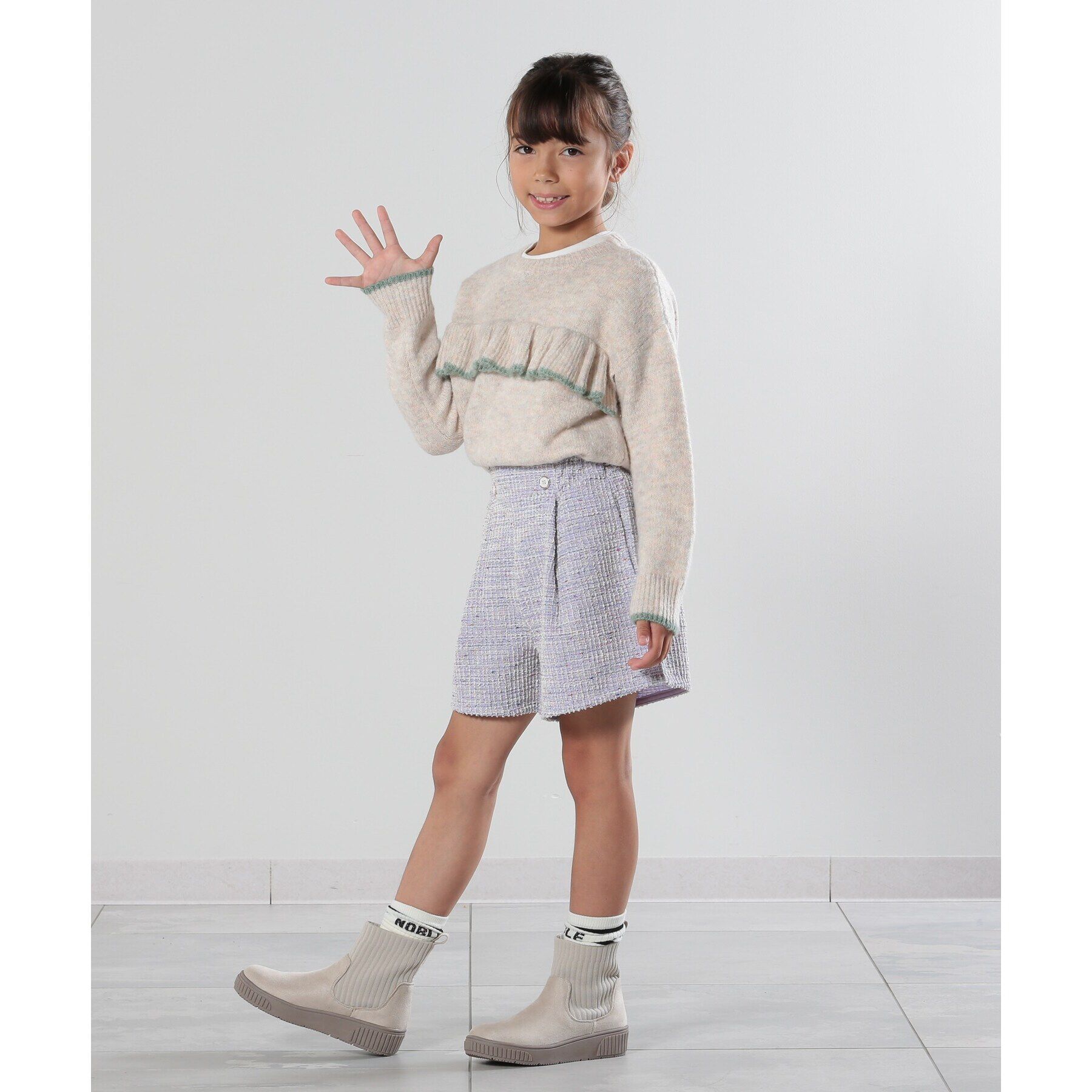 SHOO･LA･RUE「【110-140cm】カットツィードショートパンツ」|キュロット|