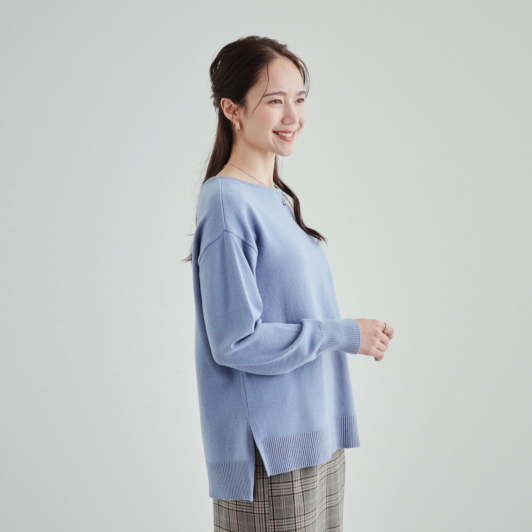 SHOO･LA･RUE「【S-LL/洗える/静電気軽減】アウトでも決まる もちもち ボートネック風ニット」|ニット・セーター|