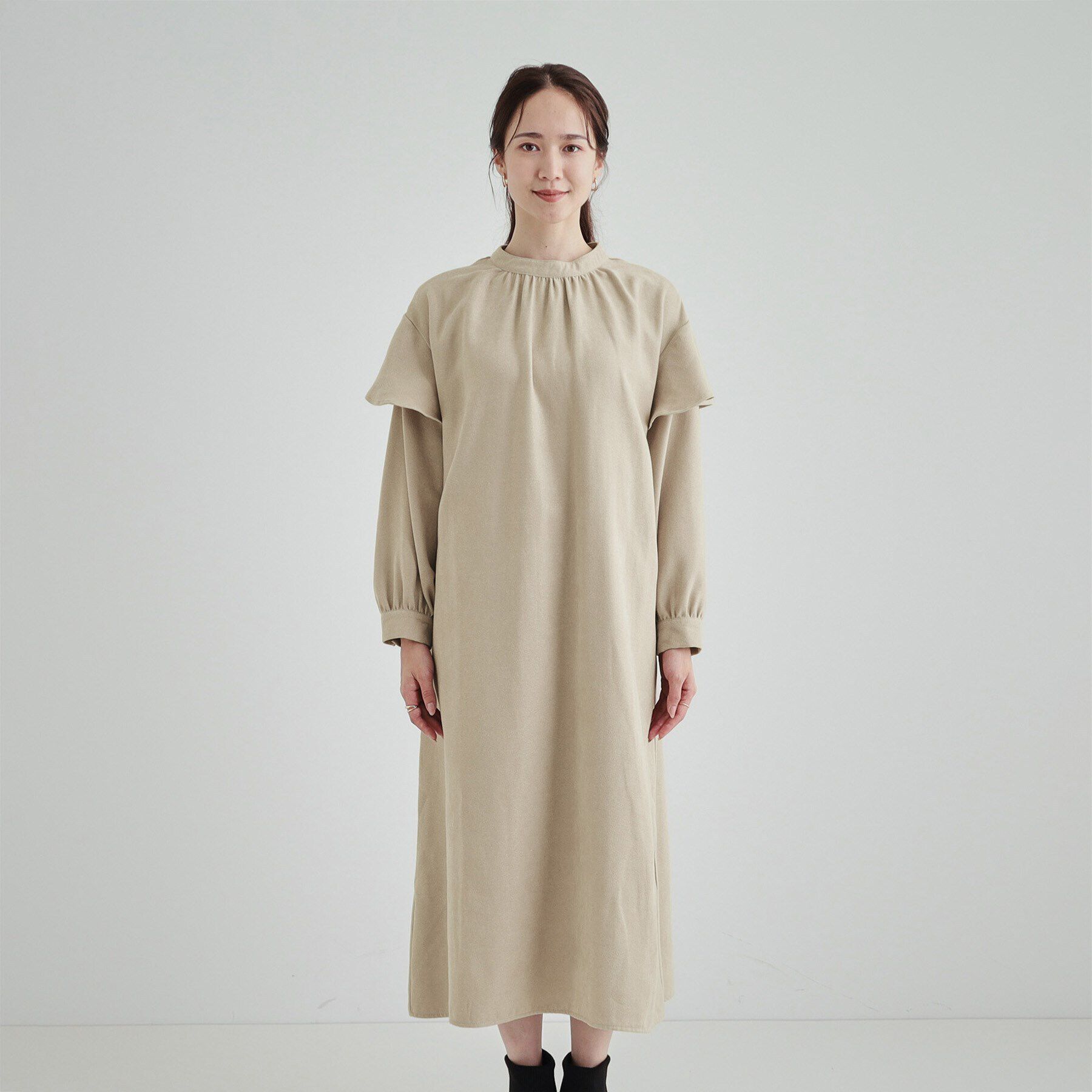 SHOO･LA･RUE「【S-LL】大人の甘めコーデに お袖フリルワンピース」|ワンピース|