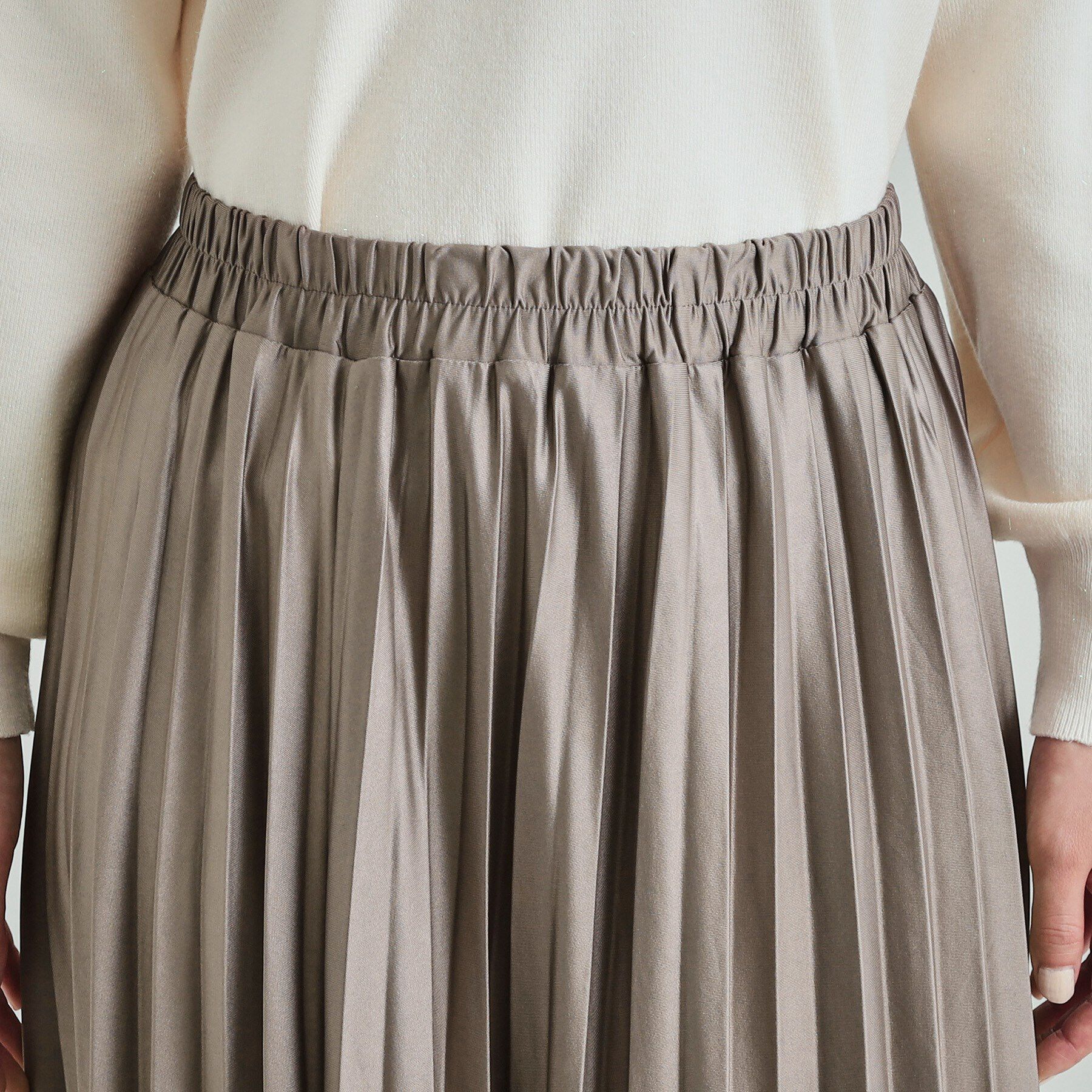 SHOO･LA･RUE「微光沢で華やか レザー調プリーツスカート」|スカート|