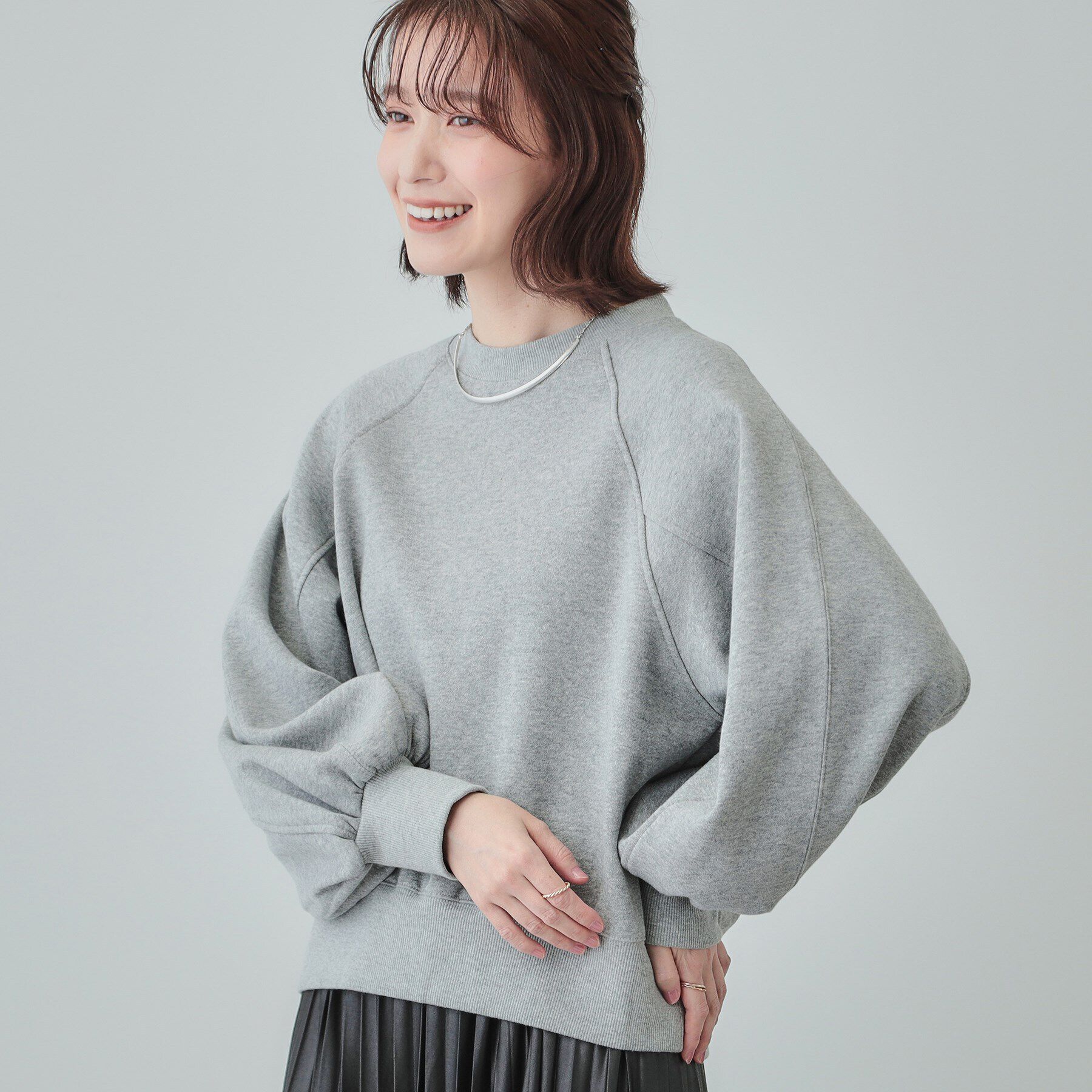 SHOO･LA･RUE「【あったか/S-LL】ラグラン裏起毛スウェット」|Tシャツ・カットソー|ライトグレー(011