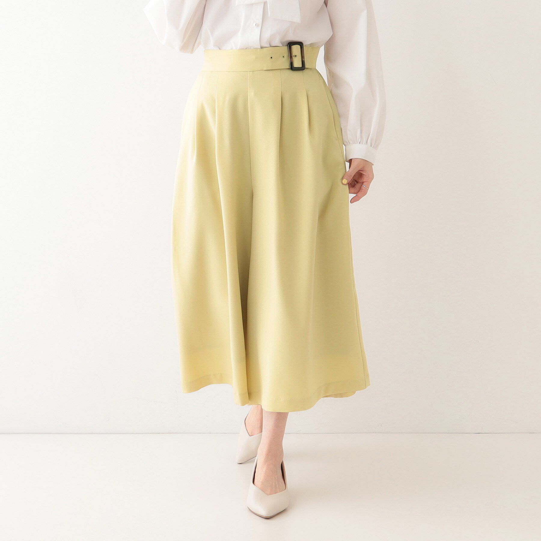 SHOO･LA･RUE「【S-LL/体型カバー】オンオフ兼用 ベルト風ガウチョパンツ」|その他|