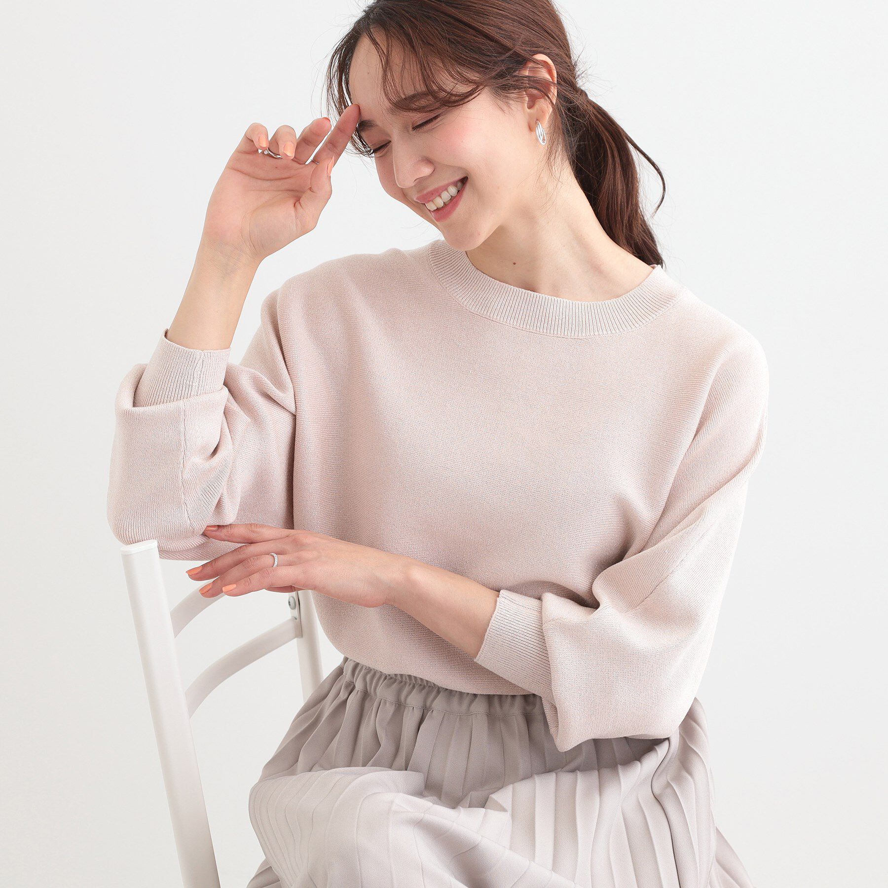 SHOO･LA･RUE「【S-LL】さりげないキラッと感。ラメドルマンニット」|ニット・セーター|ピンク(071)