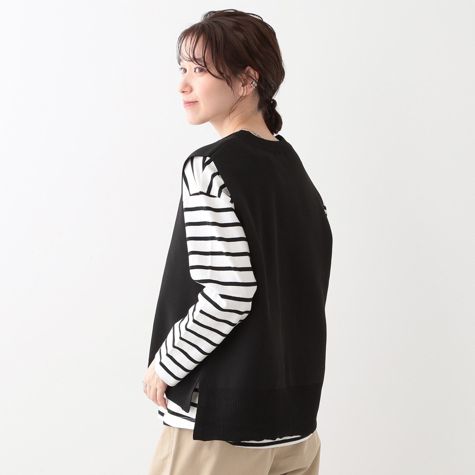 SHOO･LA･RUE「【S-LL/2点セット】着回し自在 ニットベスト＋フレアブラウス」|その他|