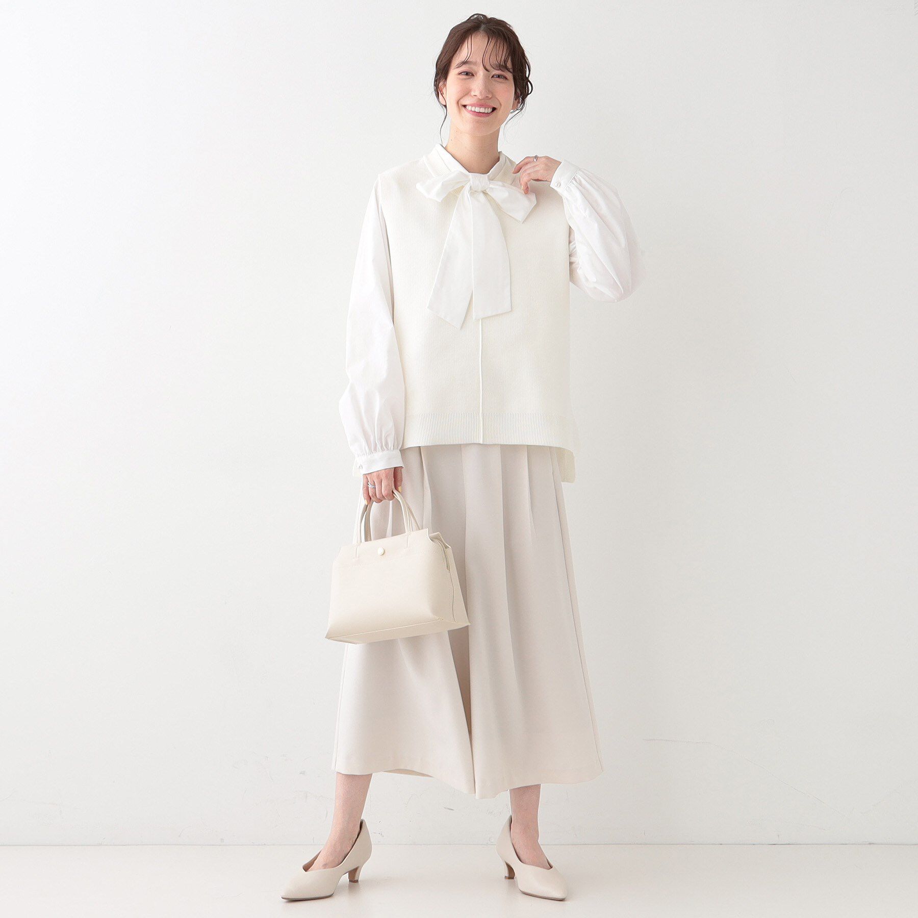 SHOO･LA･RUE「【S-LL/2点セット】着回し自在 ニットベスト＋フレアブラウス」|その他|