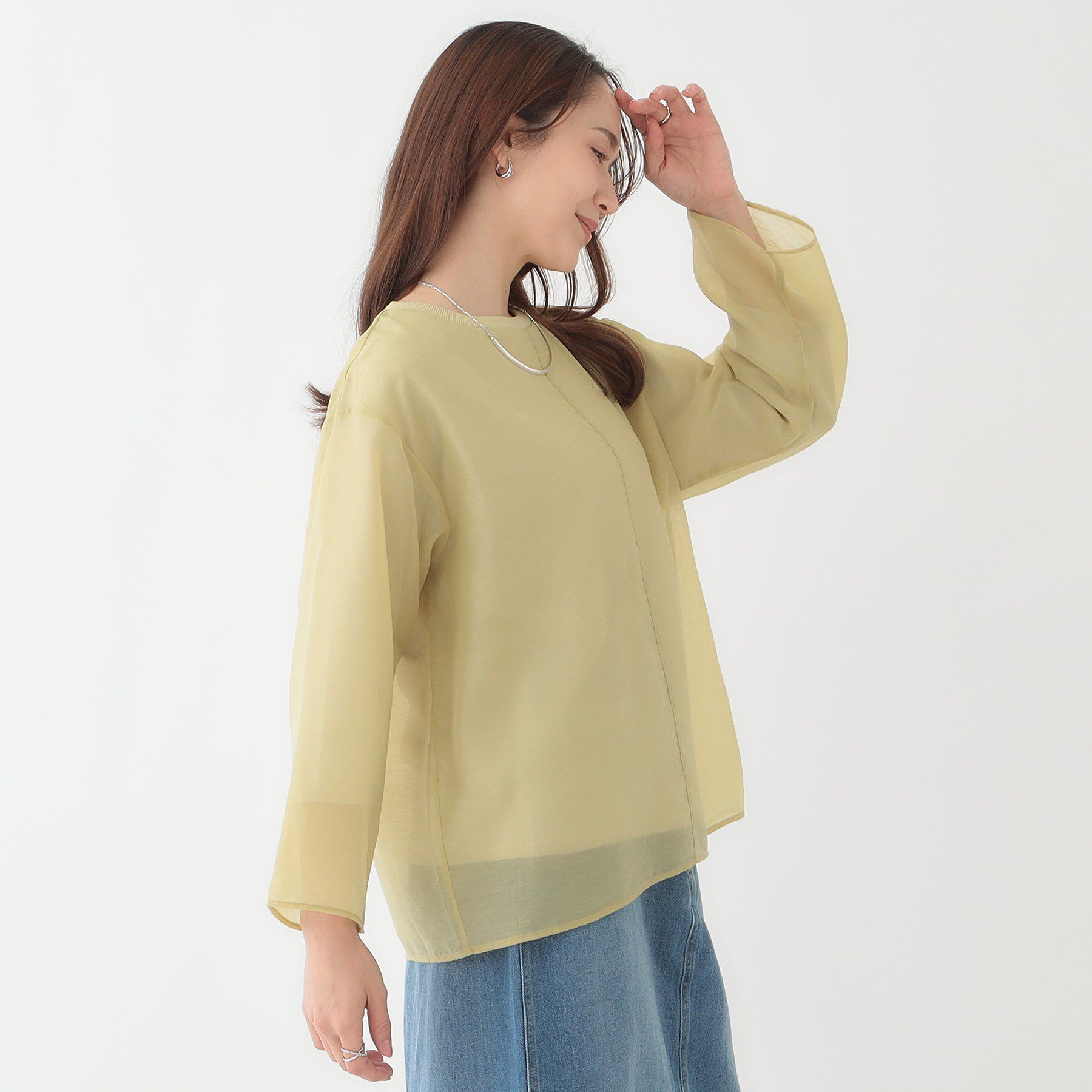 SHOO･LA･RUE「【洗える/S-LL】着るだけでサマ見え オーガンジーレイヤードトップス」|シャツ・ブラウス|