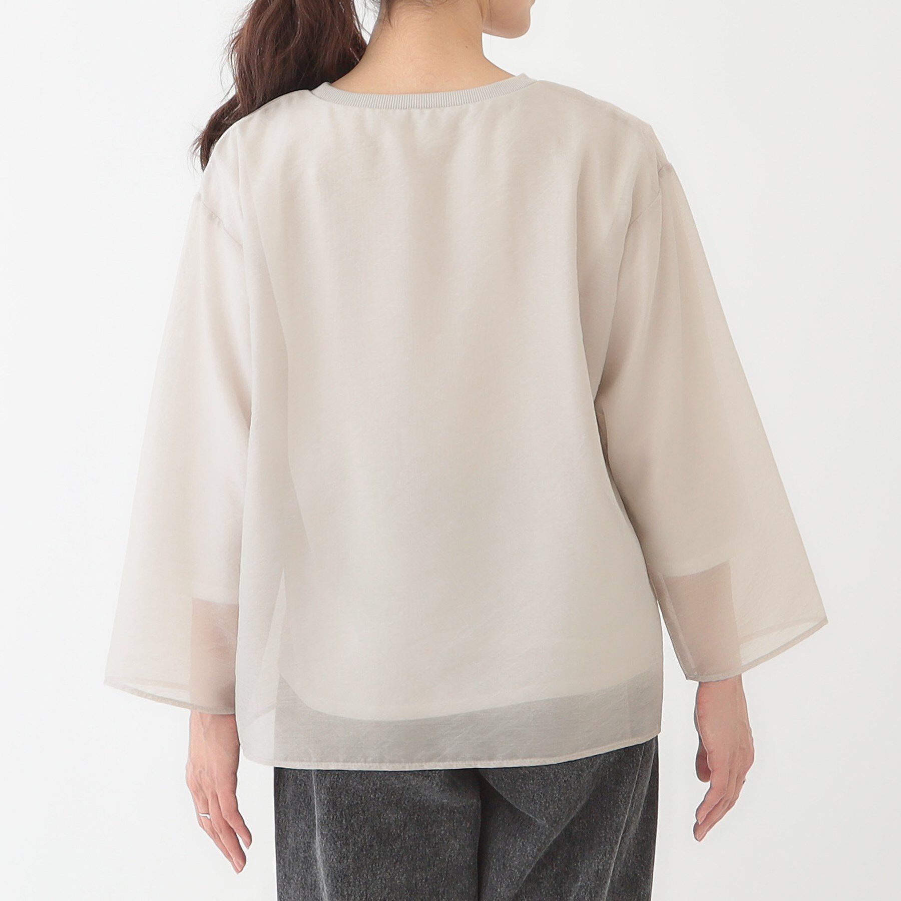 SHOO･LA･RUE「【洗える/S-LL】着るだけでサマ見え オーガンジーレイヤードトップス」|シャツ・ブラウス|