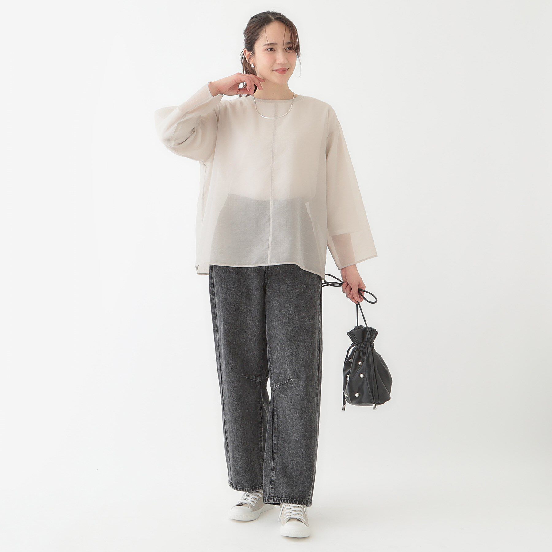 SHOO･LA･RUE「【洗える/S-LL】着るだけでサマ見え オーガンジーレイヤードトップス」|シャツ・ブラウス|