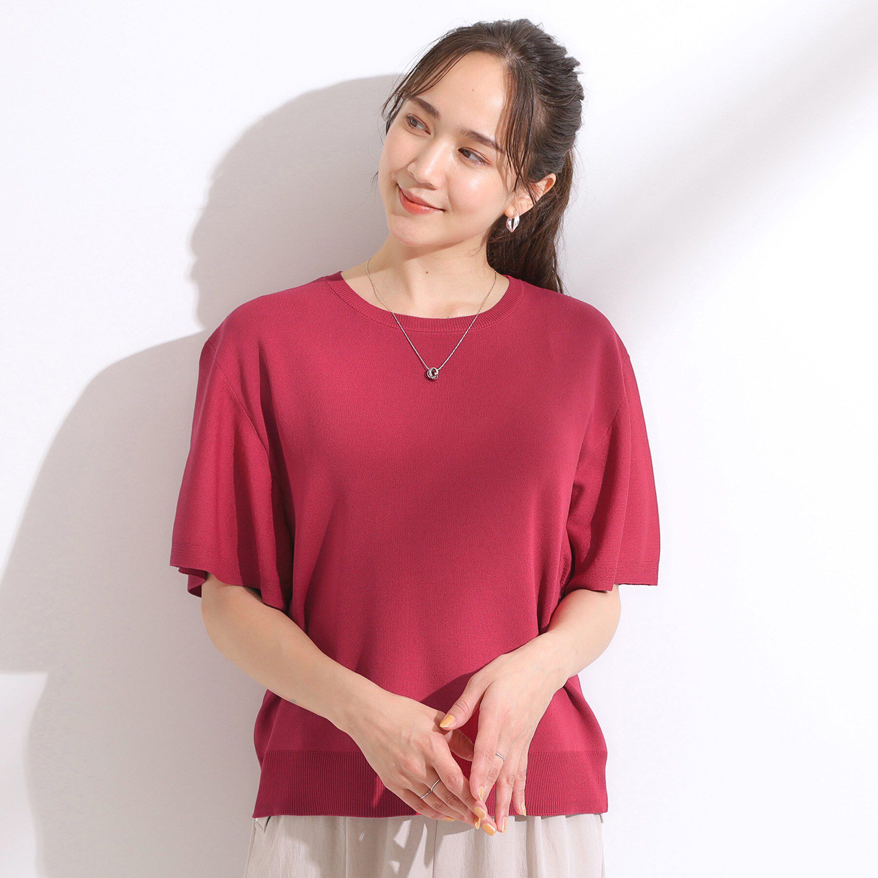 SHOO･LA･RUE「【S-LL】女性らしさ溢れる フレアスリーブニット」|ニット・セーター|