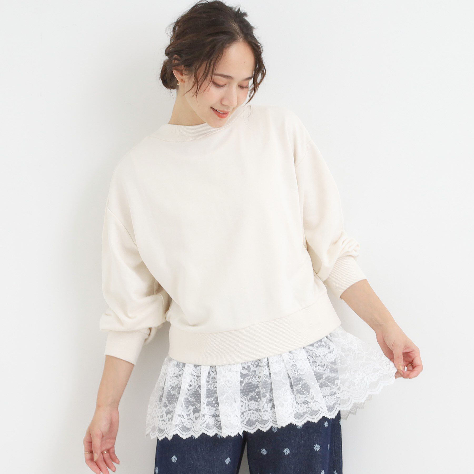 SHOO･LA･RUE「【2点セット】ハーフスリーブミニ裏毛プルオーバー＆レースタンクトップSET」|その他|