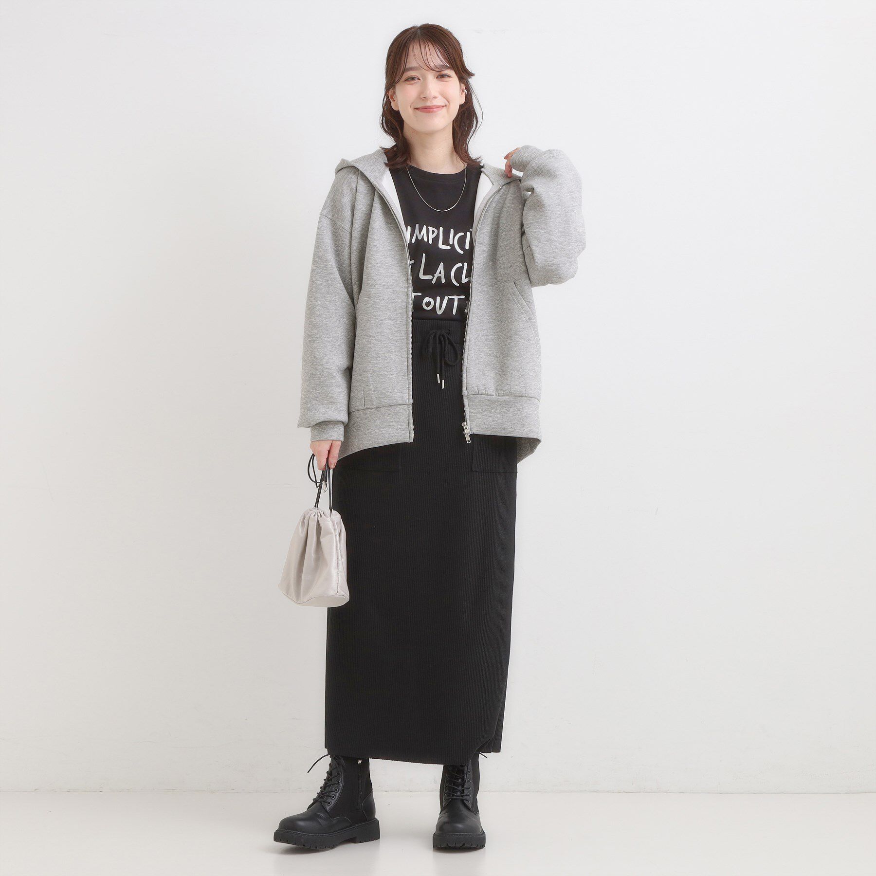 SHOO･LA･RUE「【S-LL】大人っぽく着られる ダンボールジップパーカ」|カーディガン|