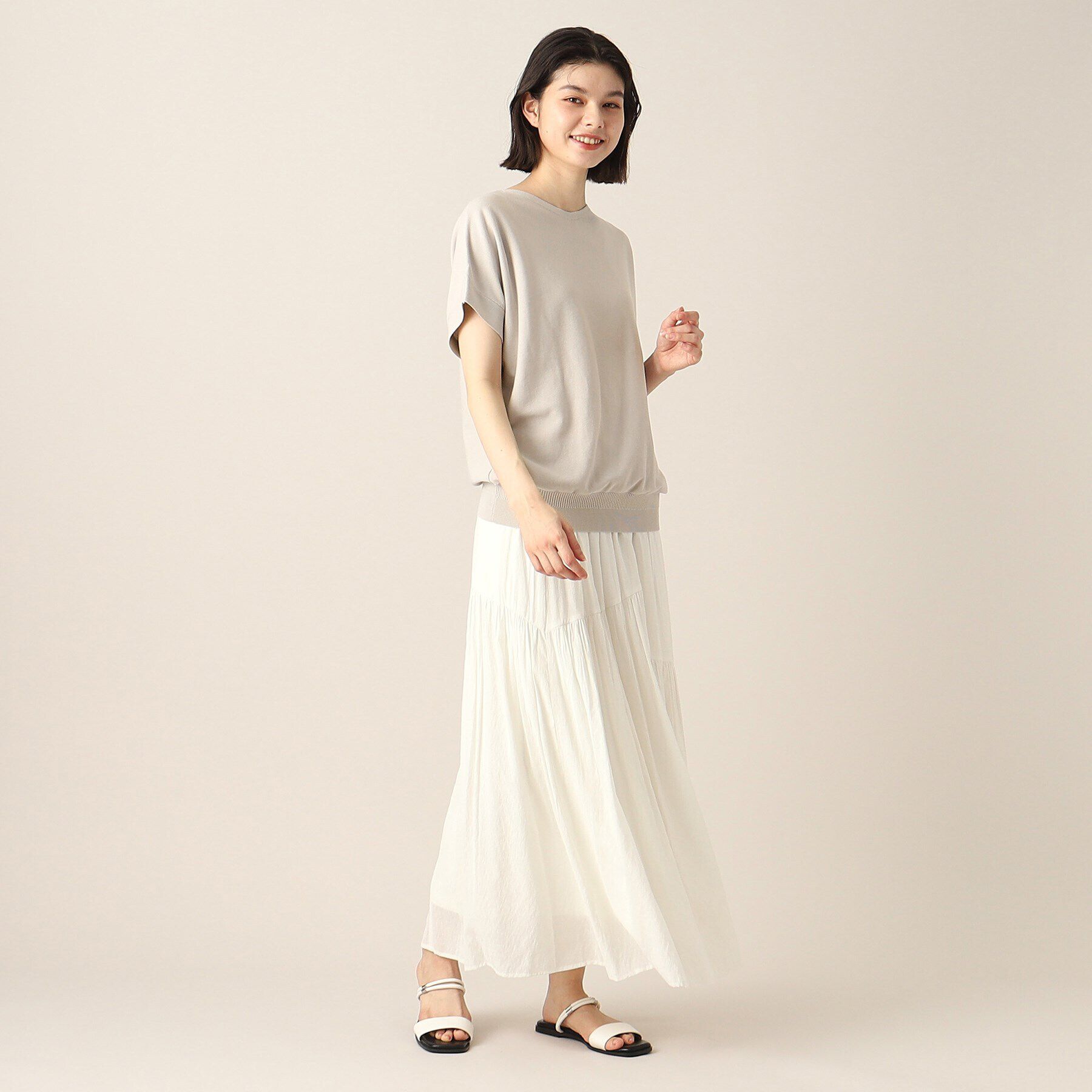 Dessin「【洗える】浅Vネックフレンチスリーブニット」|ニット・セーター|