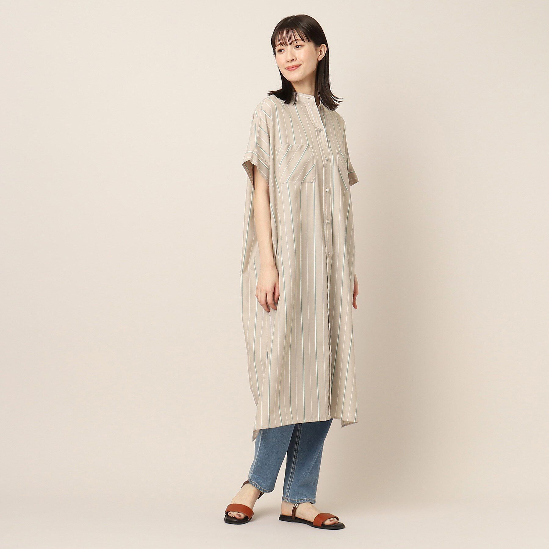 Dessin「アソート柄ロングシャツワンピース」|ワンピース|