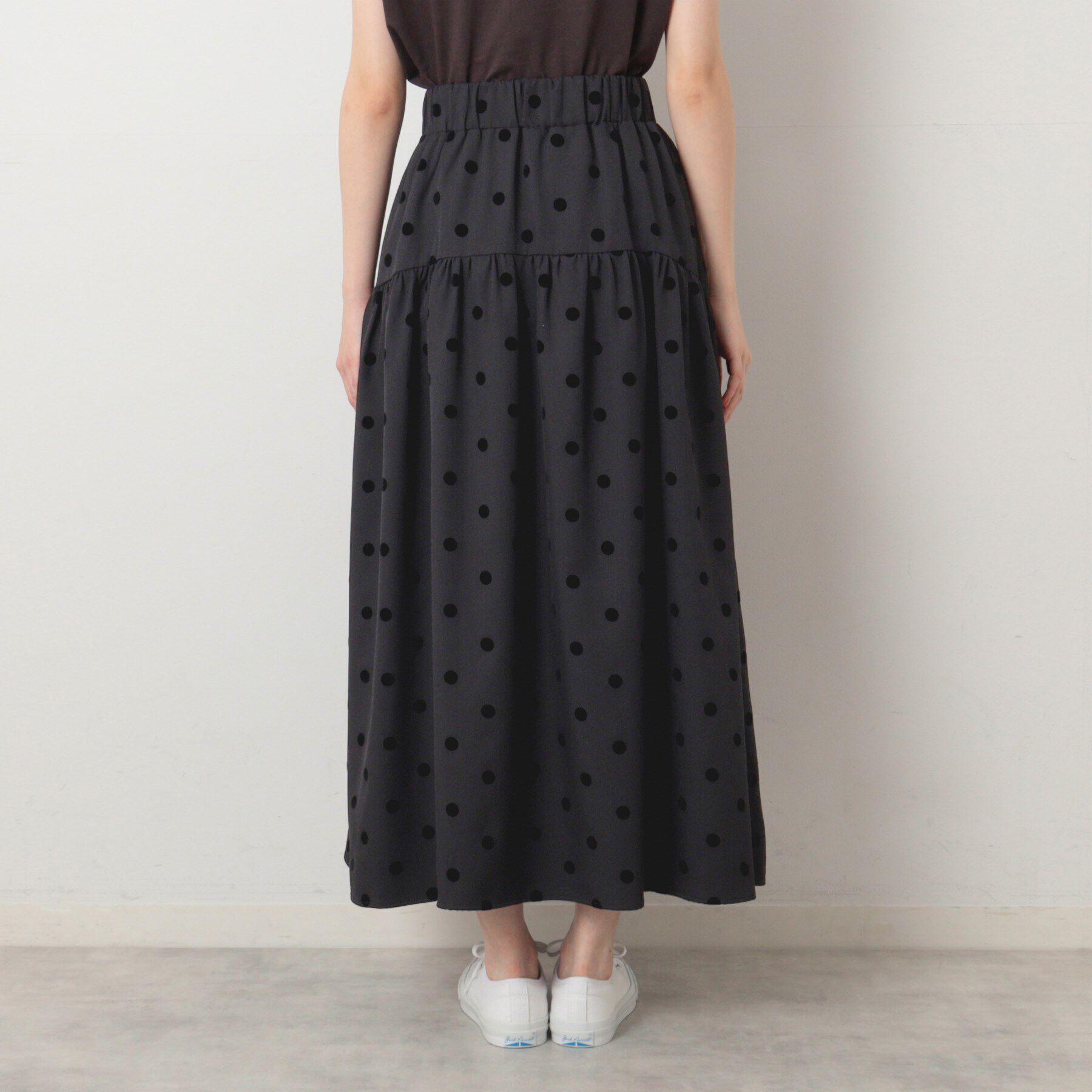 Dessin「【ウエストゴム・洗える】フロッキードットティアードスカート」|スカート|