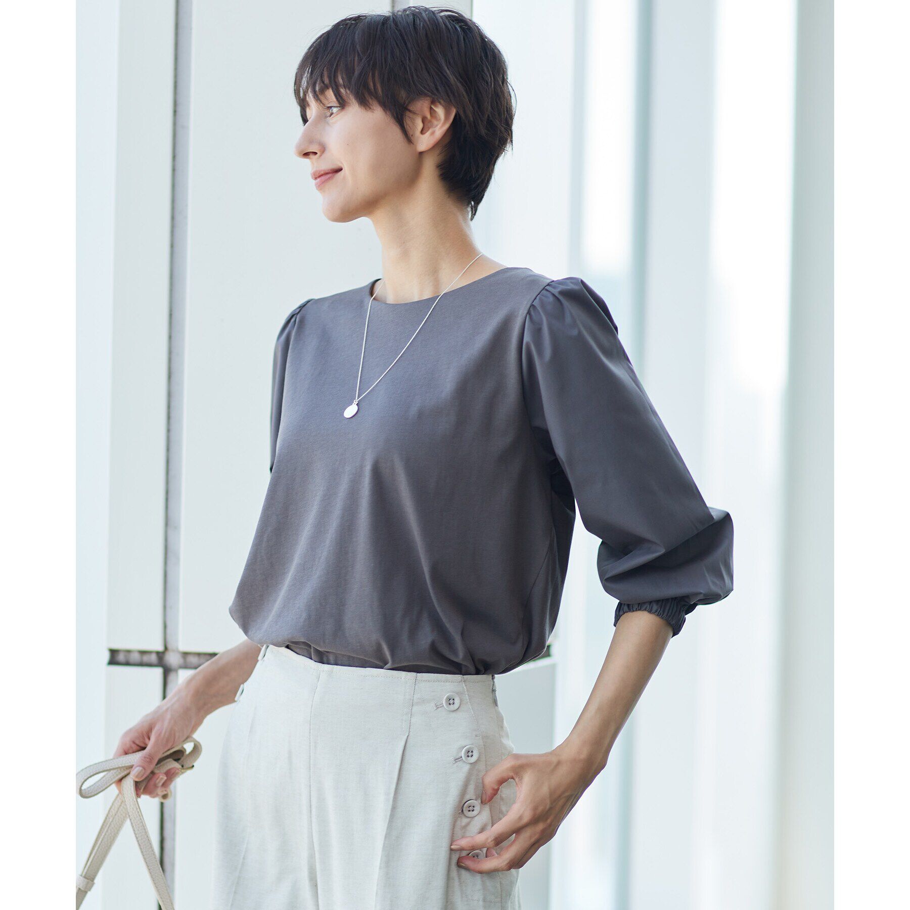 Dessin「【洗える】バルーンスリーブカットソージャージ」|Tシャツ・カットソー|