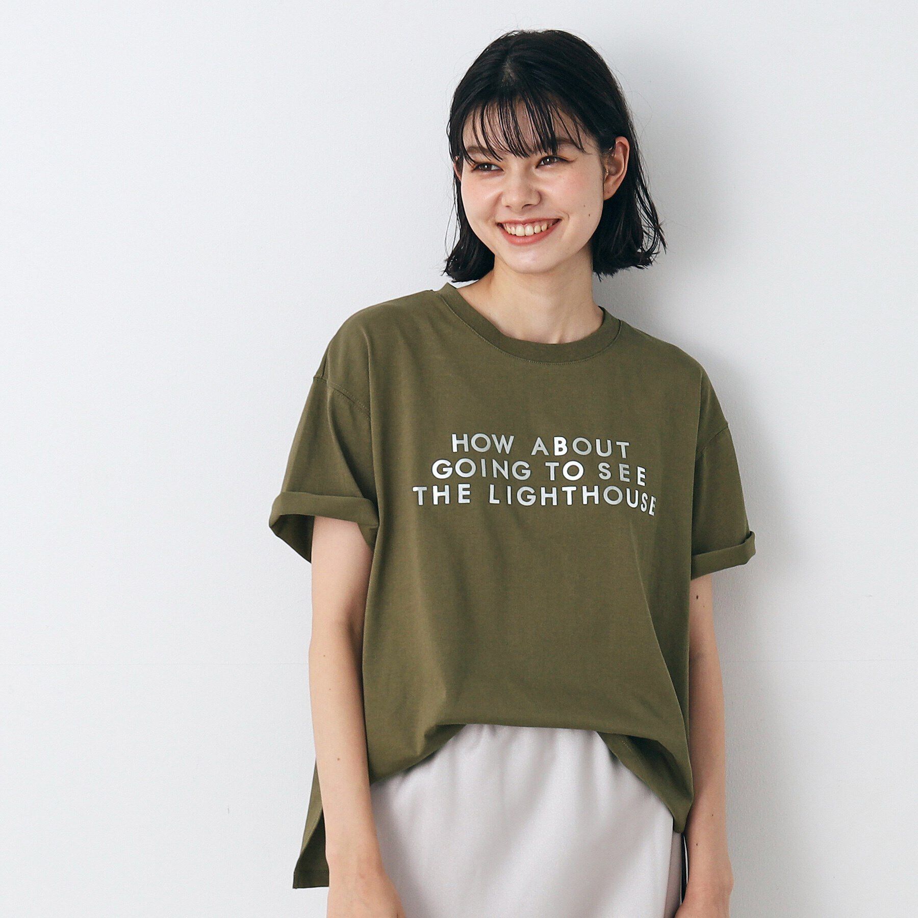 Dessin「レタード箔プリントTシャツ（XS～L）」|Tシャツ・カットソー|カーキ(027)