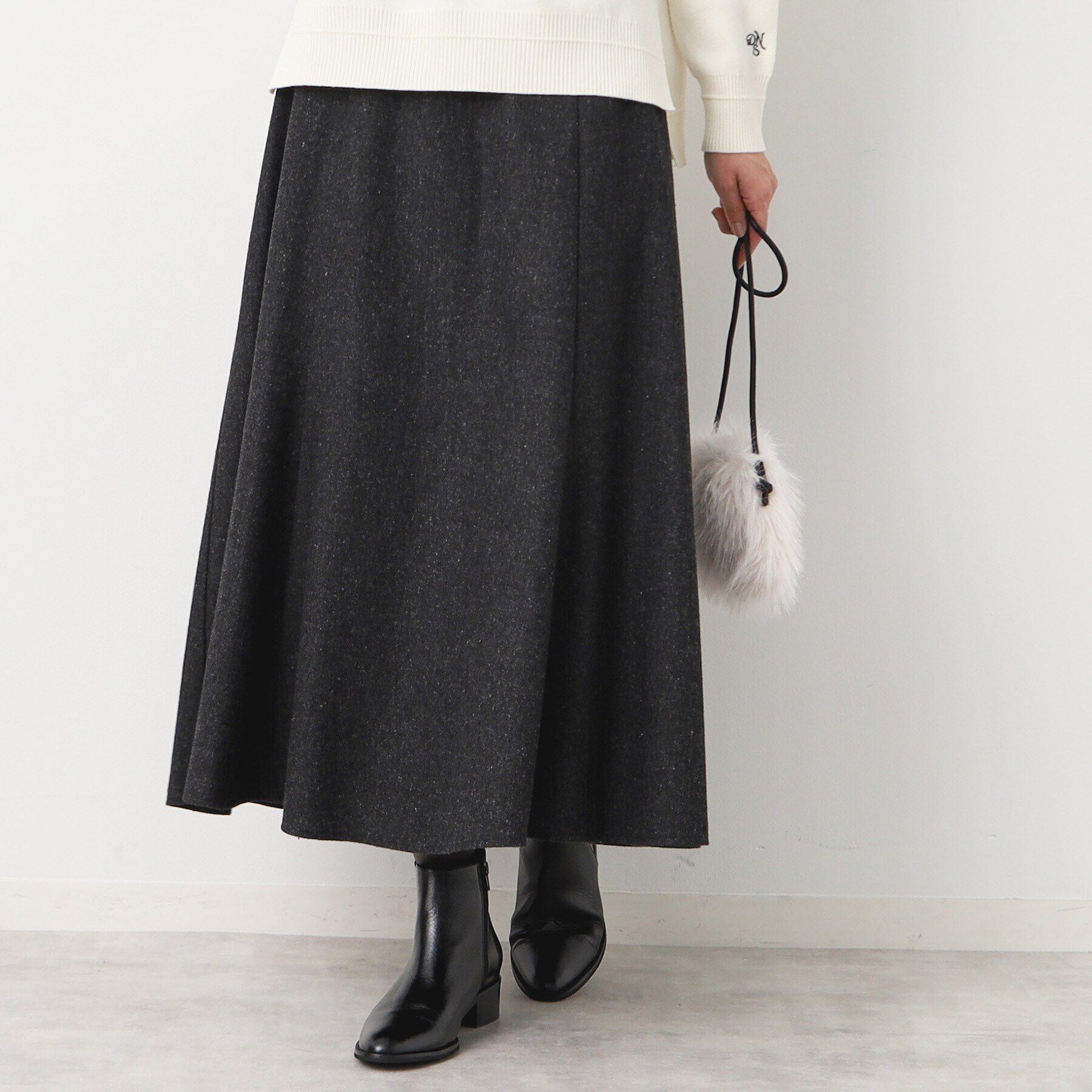 Dessin「【後ろゴム・洗える】ツイード切り替えフレアスカート（XS～L）」|スカート|