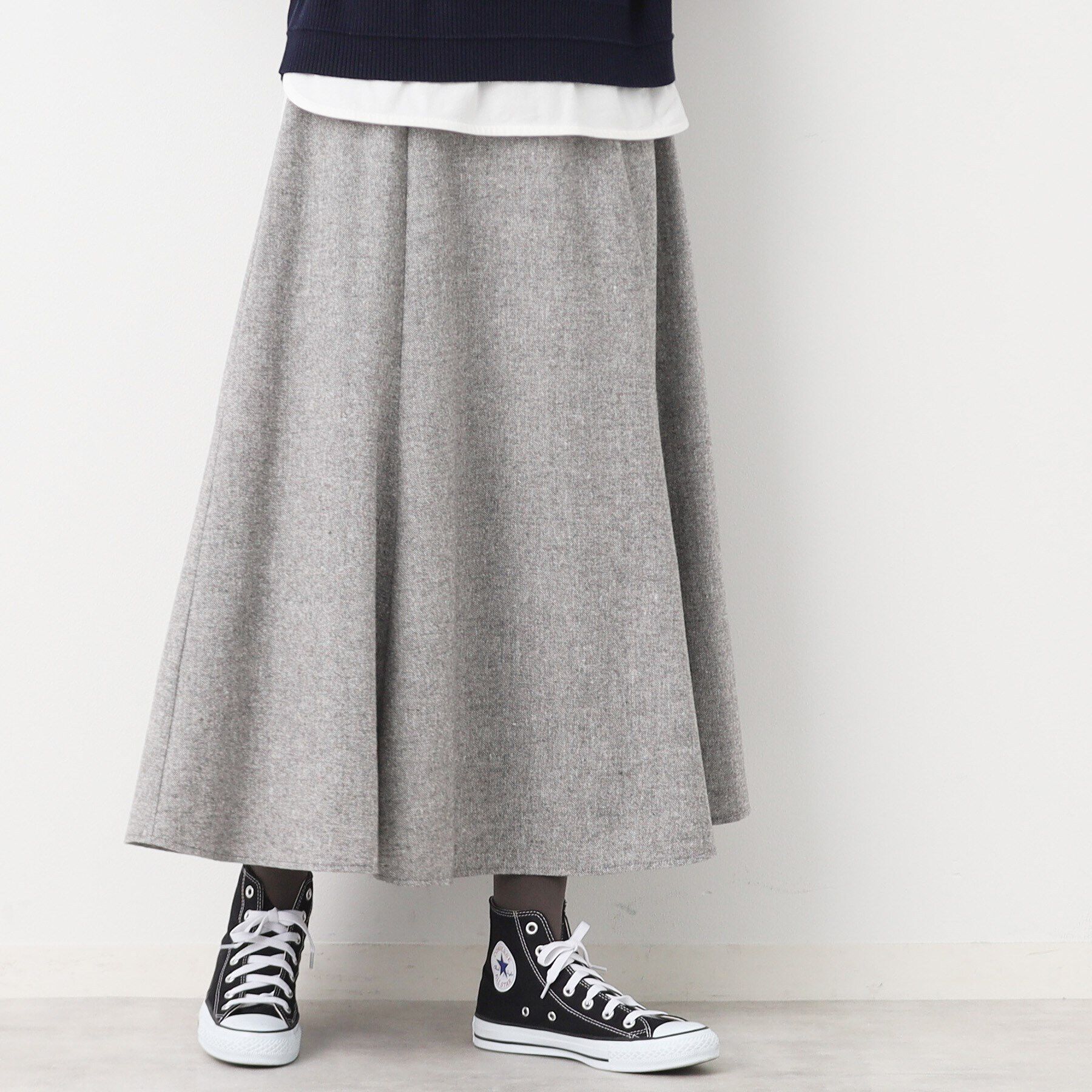Dessin「【後ろゴム・洗える】ツイード切り替えフレアスカート（XS～L）」|スカート|