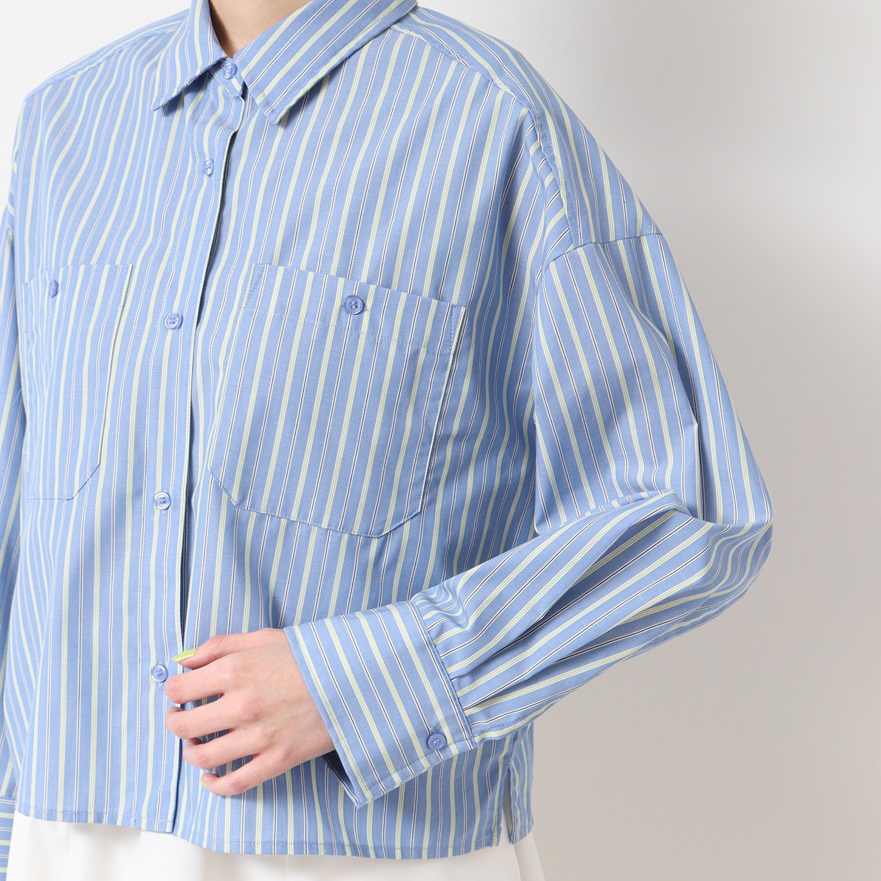 Dessin「【洗える・4サイズ展開】ポケット付きクロップド丈シャツ（XS～L）」|シャツ・ブラウス|