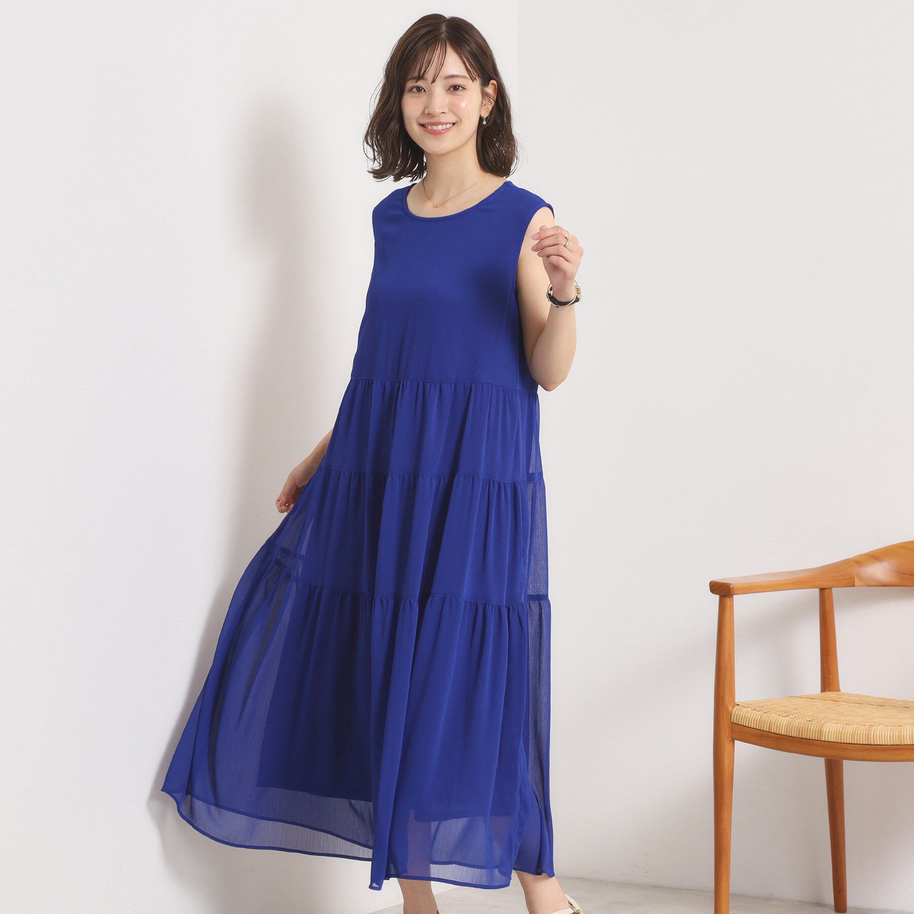 ITS&rsquo;DEMO「【手洗い可】楊柳マキシワンピース」|ワンピース|ブルー(092)
