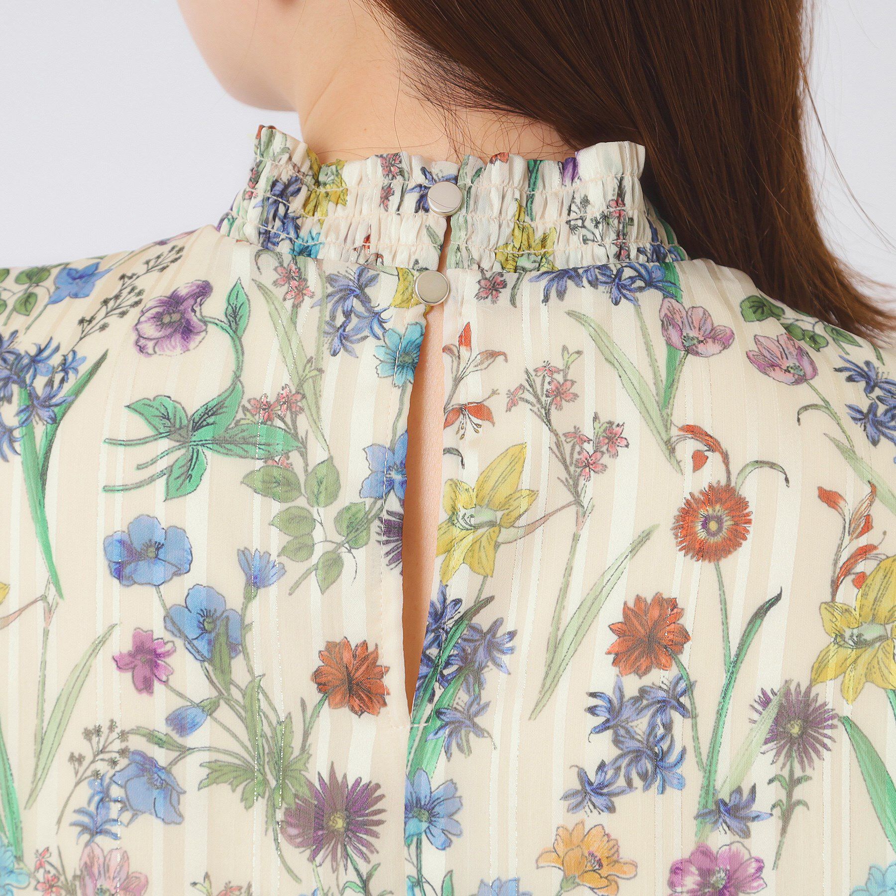 ITS&rsquo;DEMO「【手洗い可／セットアップ可】ラメストライプ花柄ブラウス」|シャツ・ブラウス|