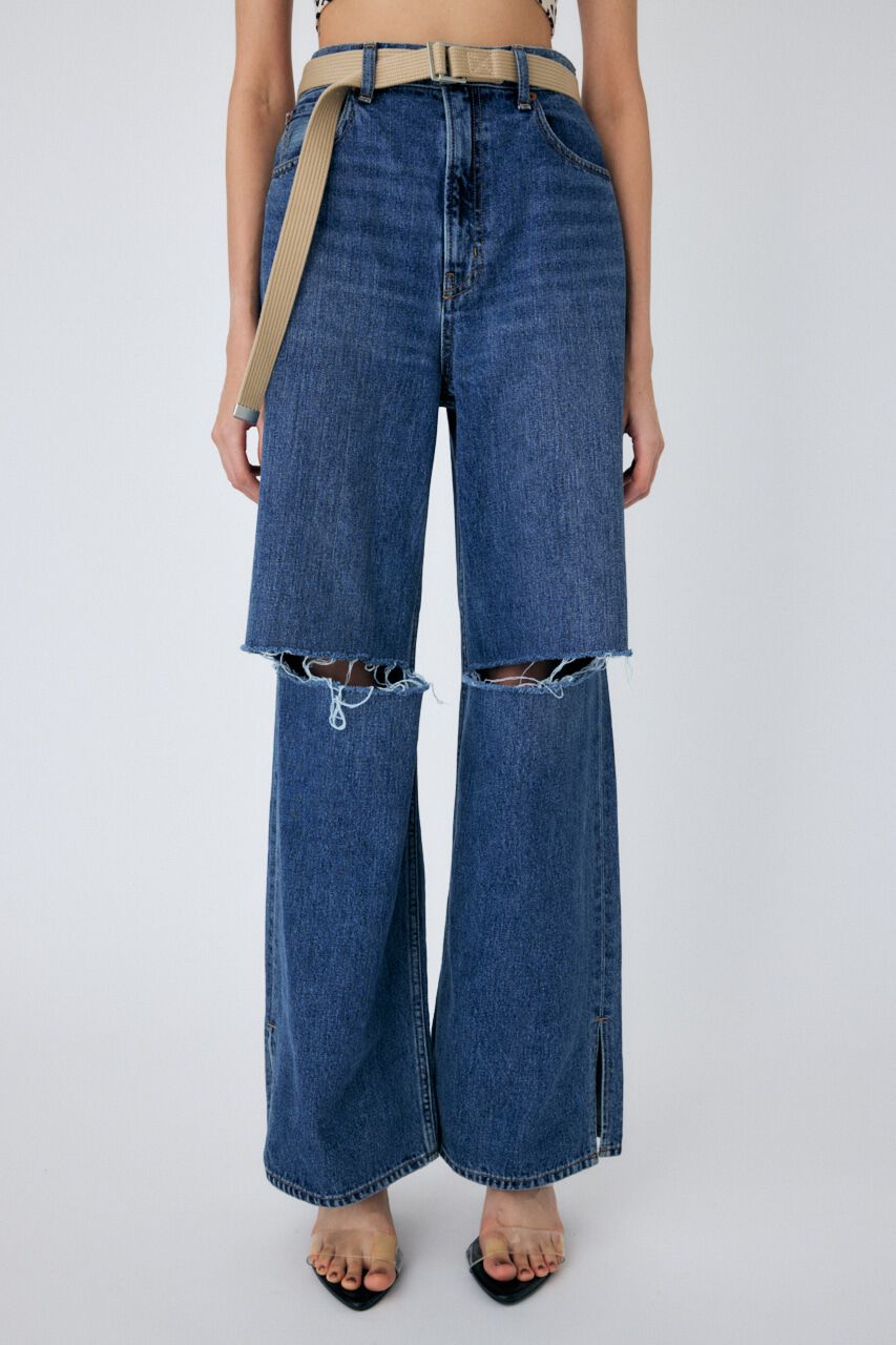 MOUSSY「KNEE SLIT LOOSE STRAIGHT」|デニム|
