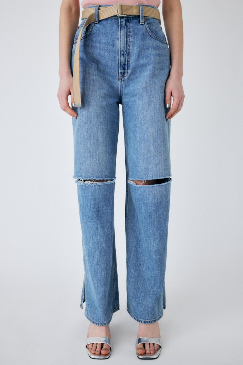 MOUSSY「KNEE SLIT LOOSE STRAIGHT」|デニム|