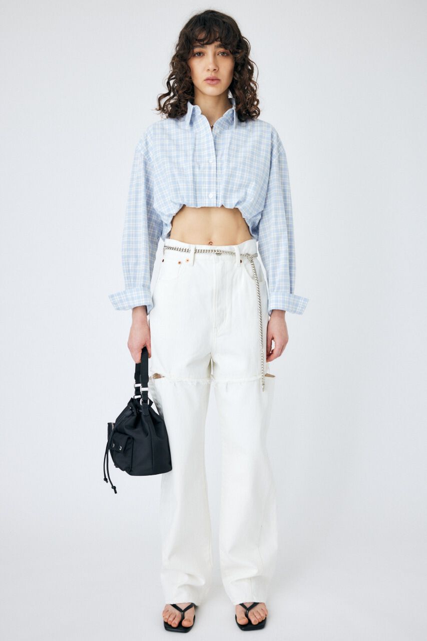 MOUSSY「CUT OUT WIDE STRAIGHT」|デニム|