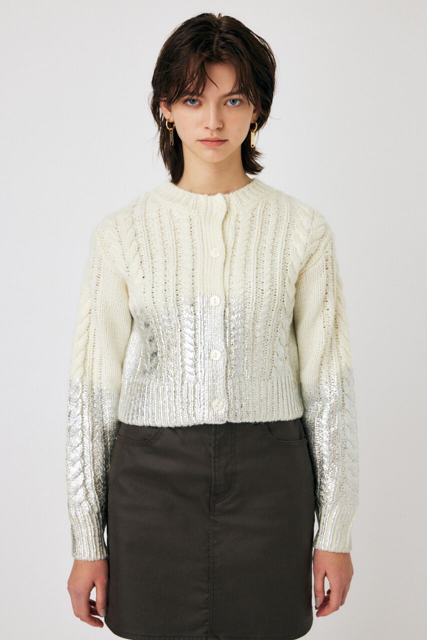 MOUSSY「FOIL PRINT CABLE カーディガン」|カーディガン|