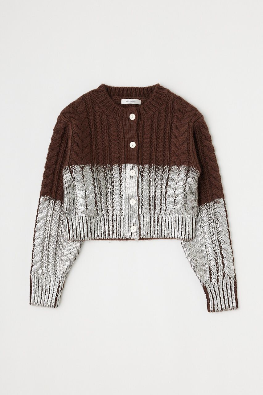 MOUSSY「FOIL PRINT CABLE カーディガン」|カーディガン|