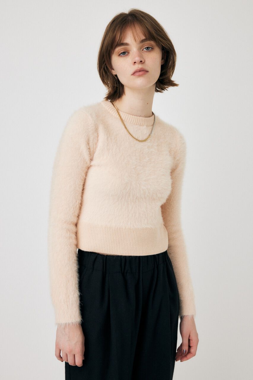 MOUSSY「CROPPED SHAGGY KNIT トップス」|ニット・セーター|