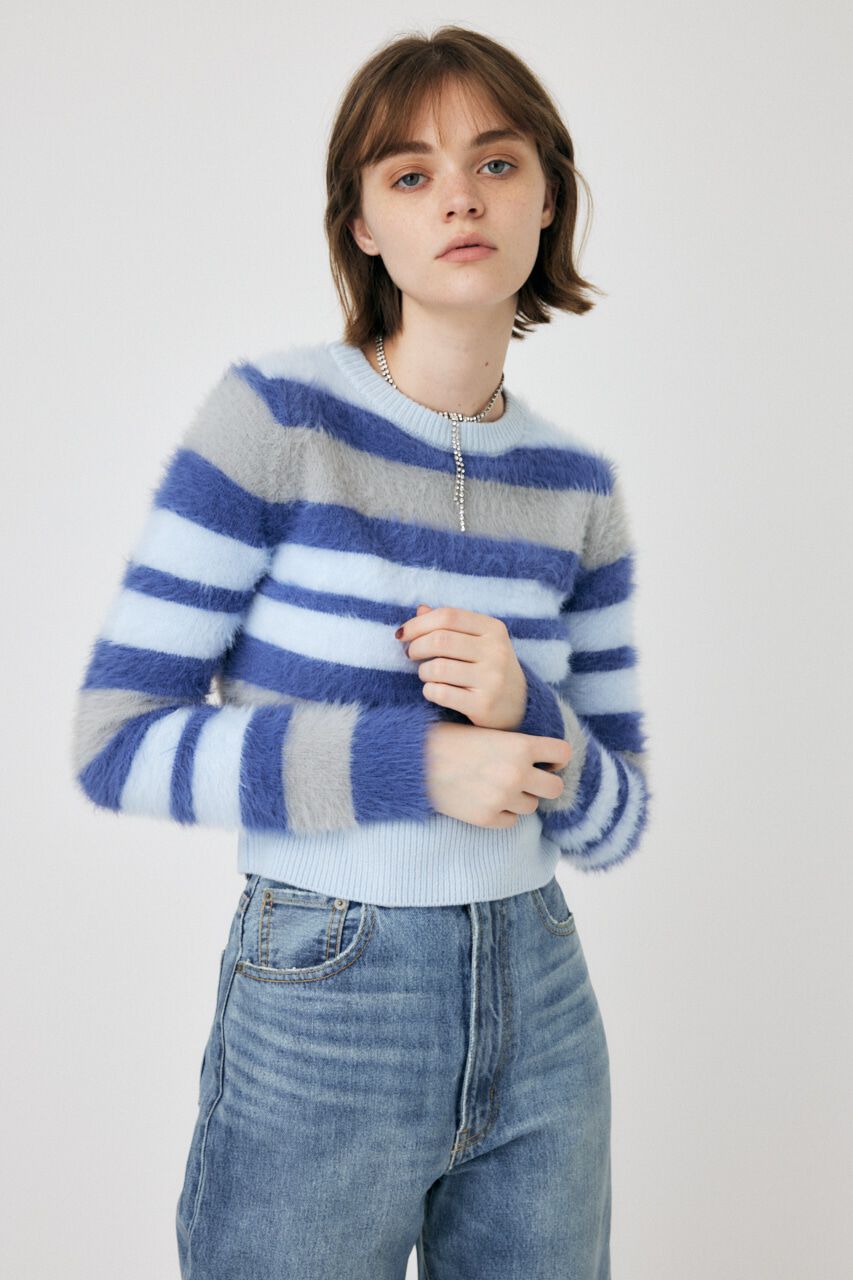 MOUSSY「CROPPED SHAGGY KNIT トップス」|ニット・セーター|