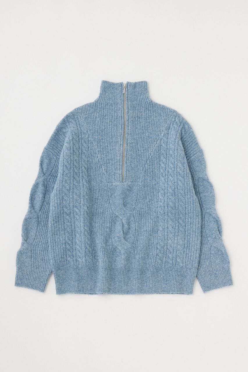 MOUSSY「HALF ZIP CABLE ニット」|ニット・セーター|BLU