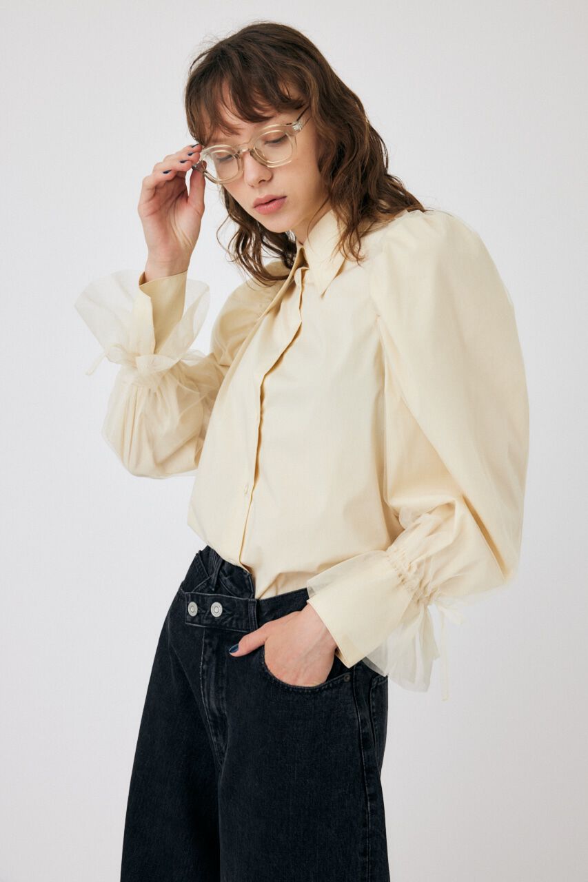 MOUSSY「TULLE SLEEVE シャツブラウス」|シャツ・ブラウス|IVOY3