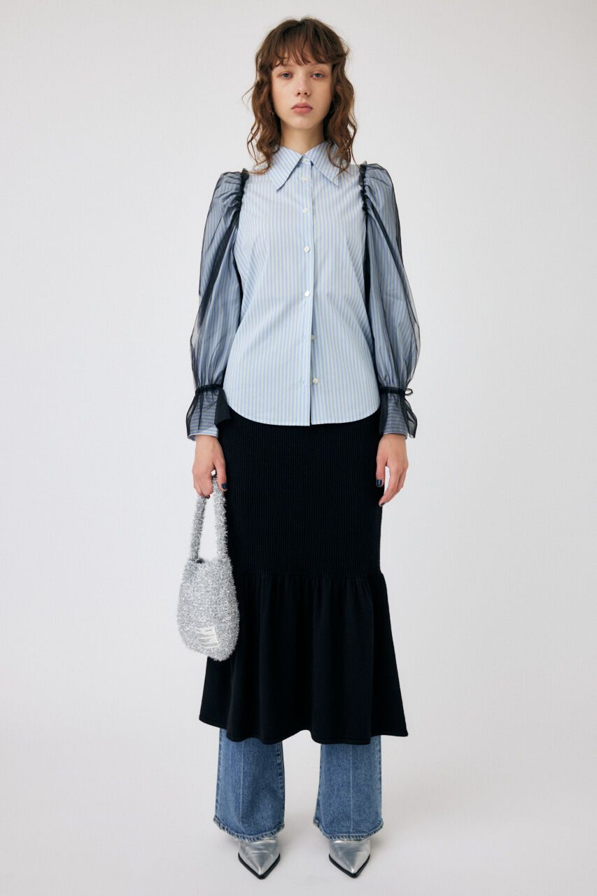 MOUSSY「TULLE SLEEVE シャツブラウス」|シャツ・ブラウス|