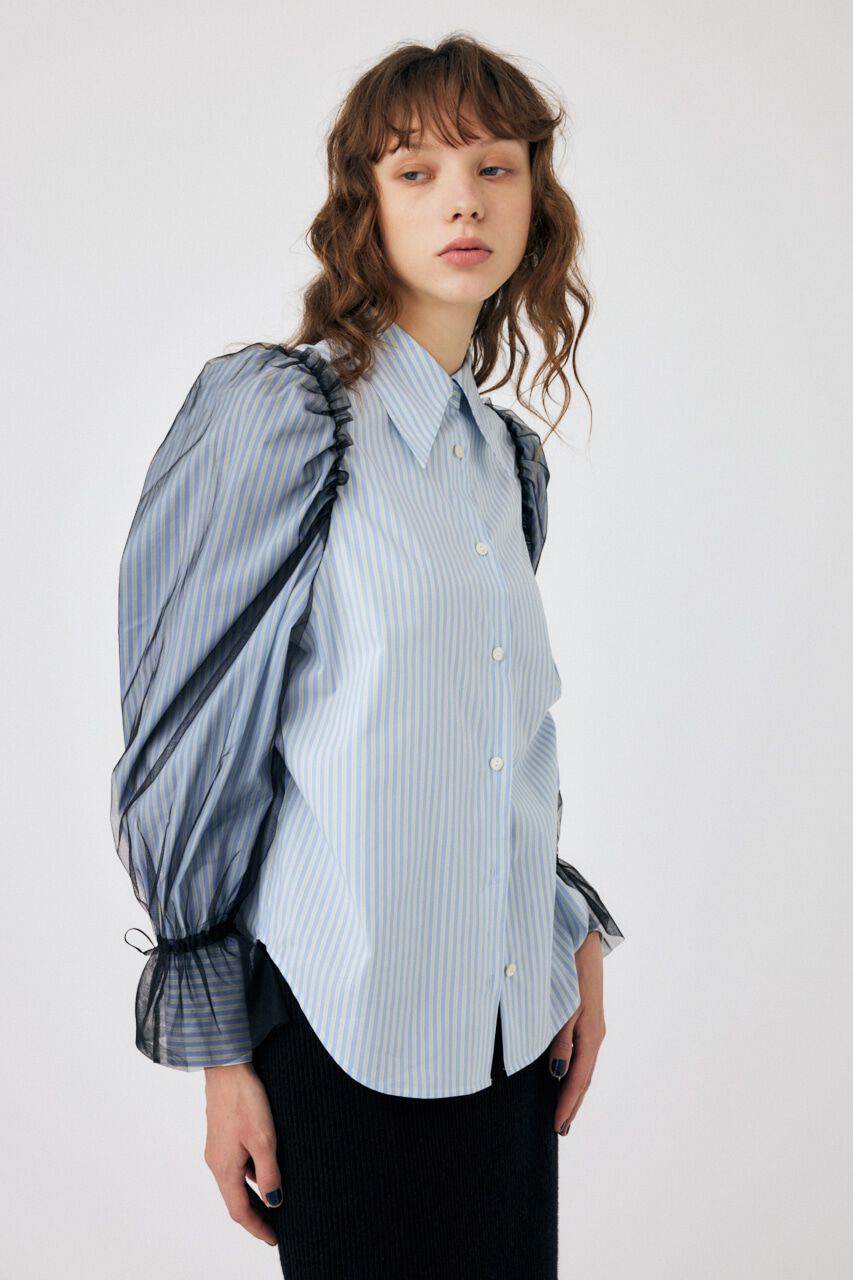 MOUSSY「TULLE SLEEVE シャツブラウス」|シャツ・ブラウス|